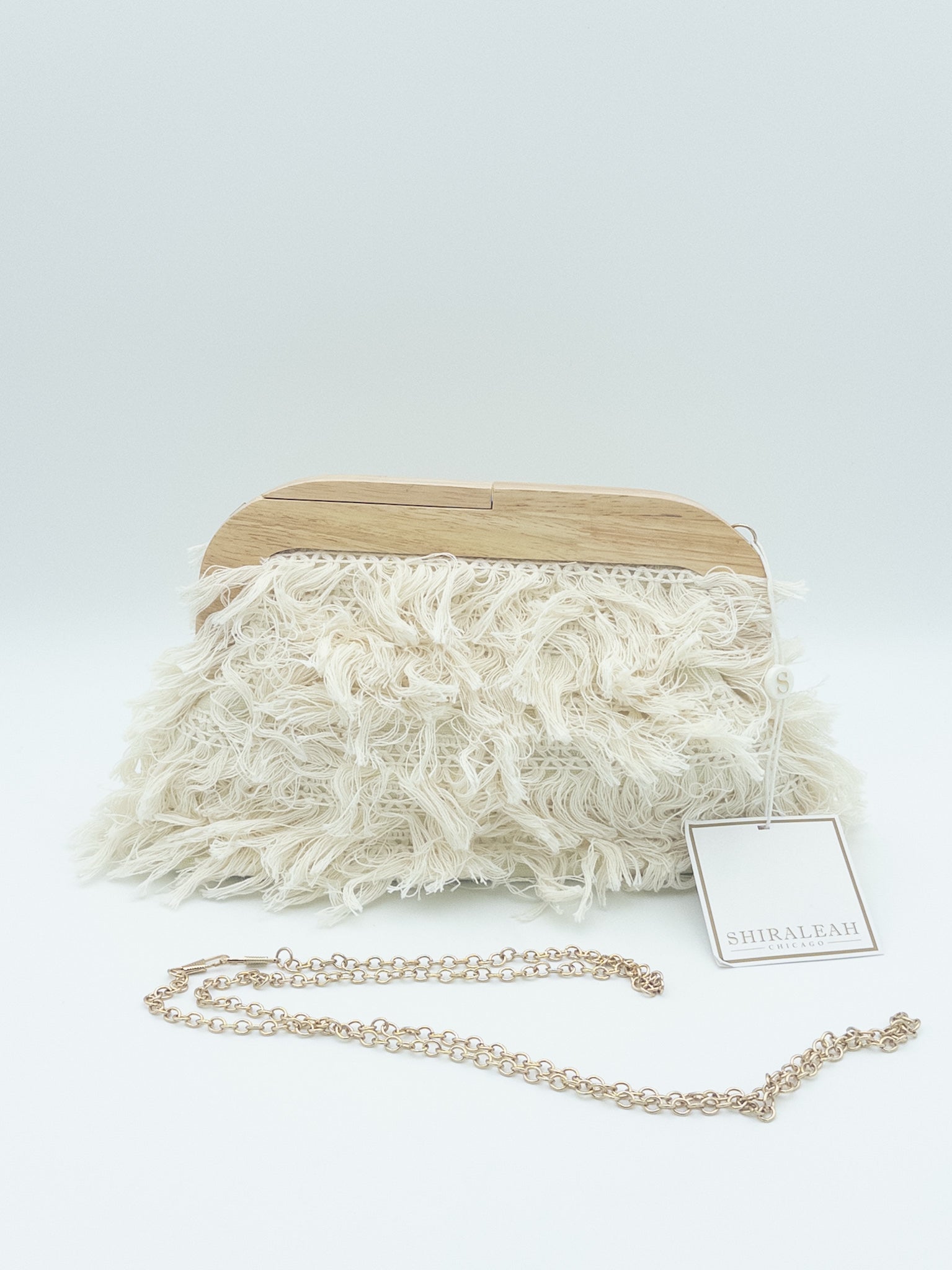 Shiraleah Ivory Woven Fabric Clutch