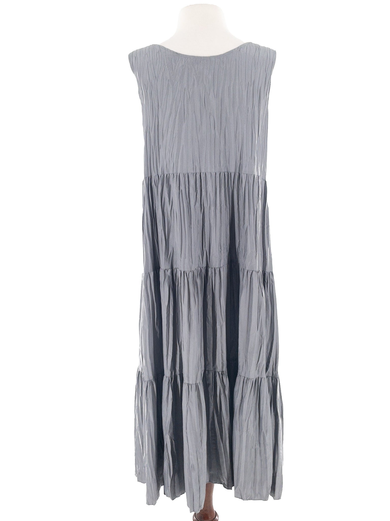 Eileen Fisher Gray Crinkle Silk Sleeveless Size 6 Dress