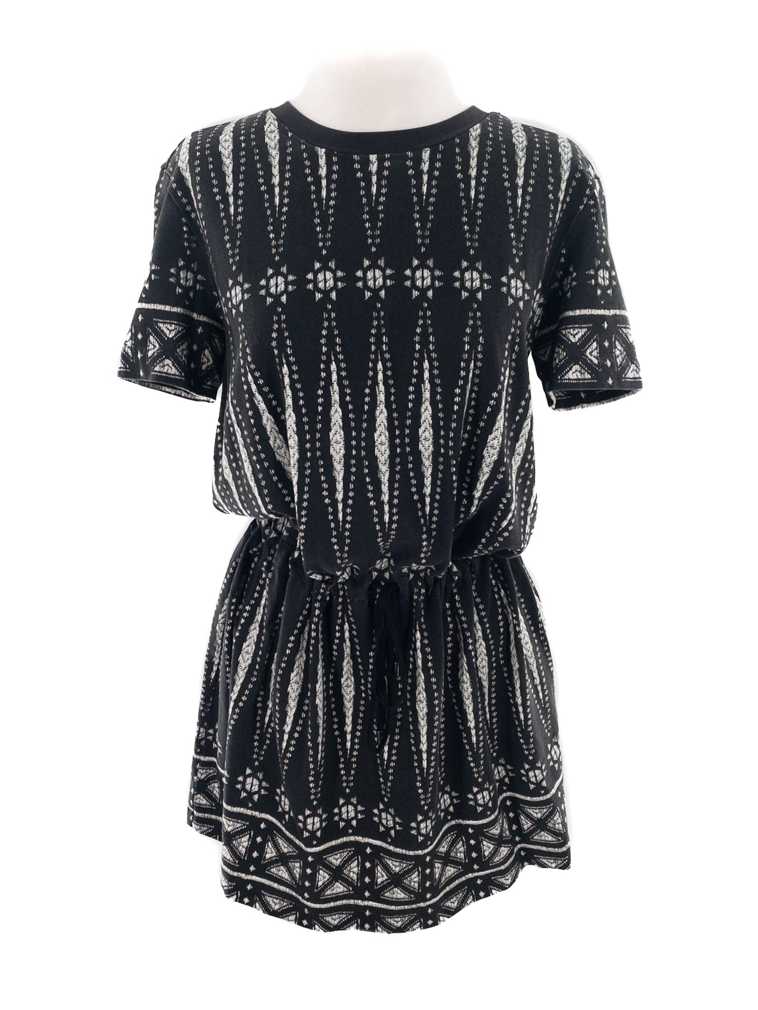Tory Burch Black Cream Print Cotton Short Sleeve Size S Dress
