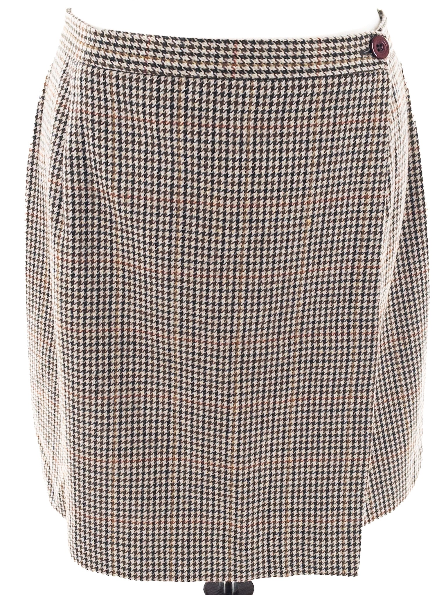 IHNY Tan Brown Houndstooth Wool Size 18 Skirt