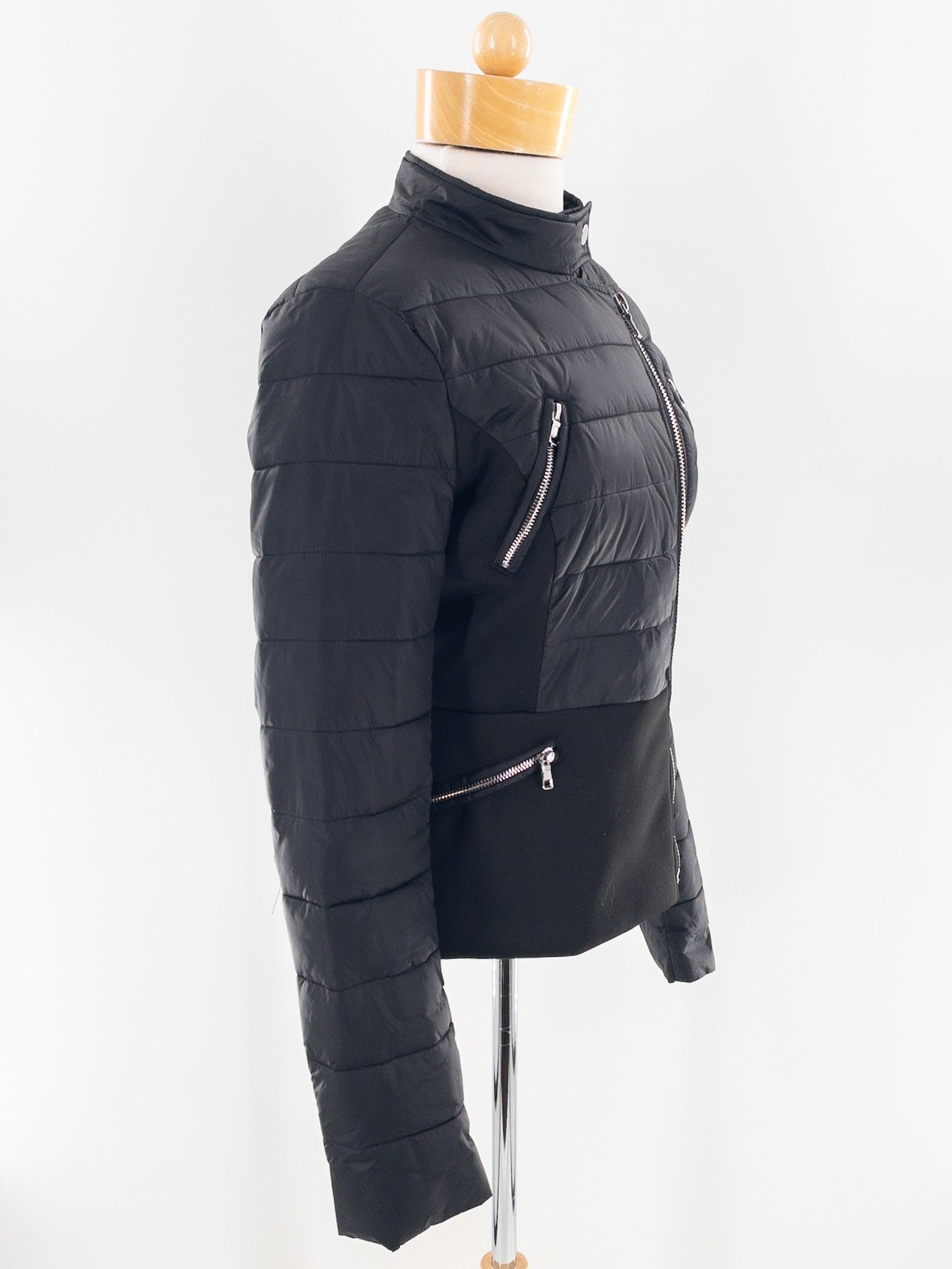 John + Jenn Black Quilt Polyester Size S Jacket