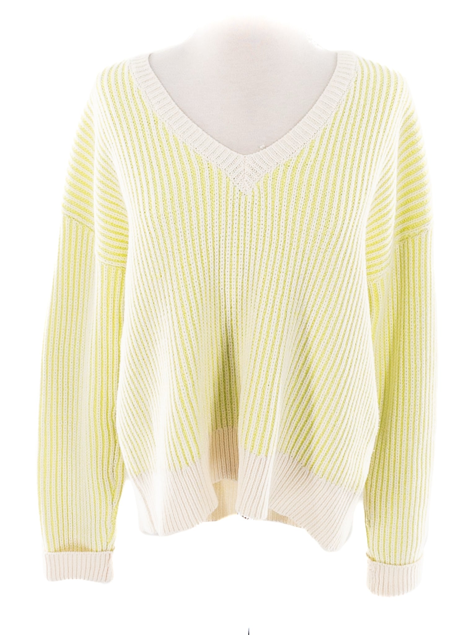 Evereve Ivory Lime Knit Cotton Blend Size S Sweaters
