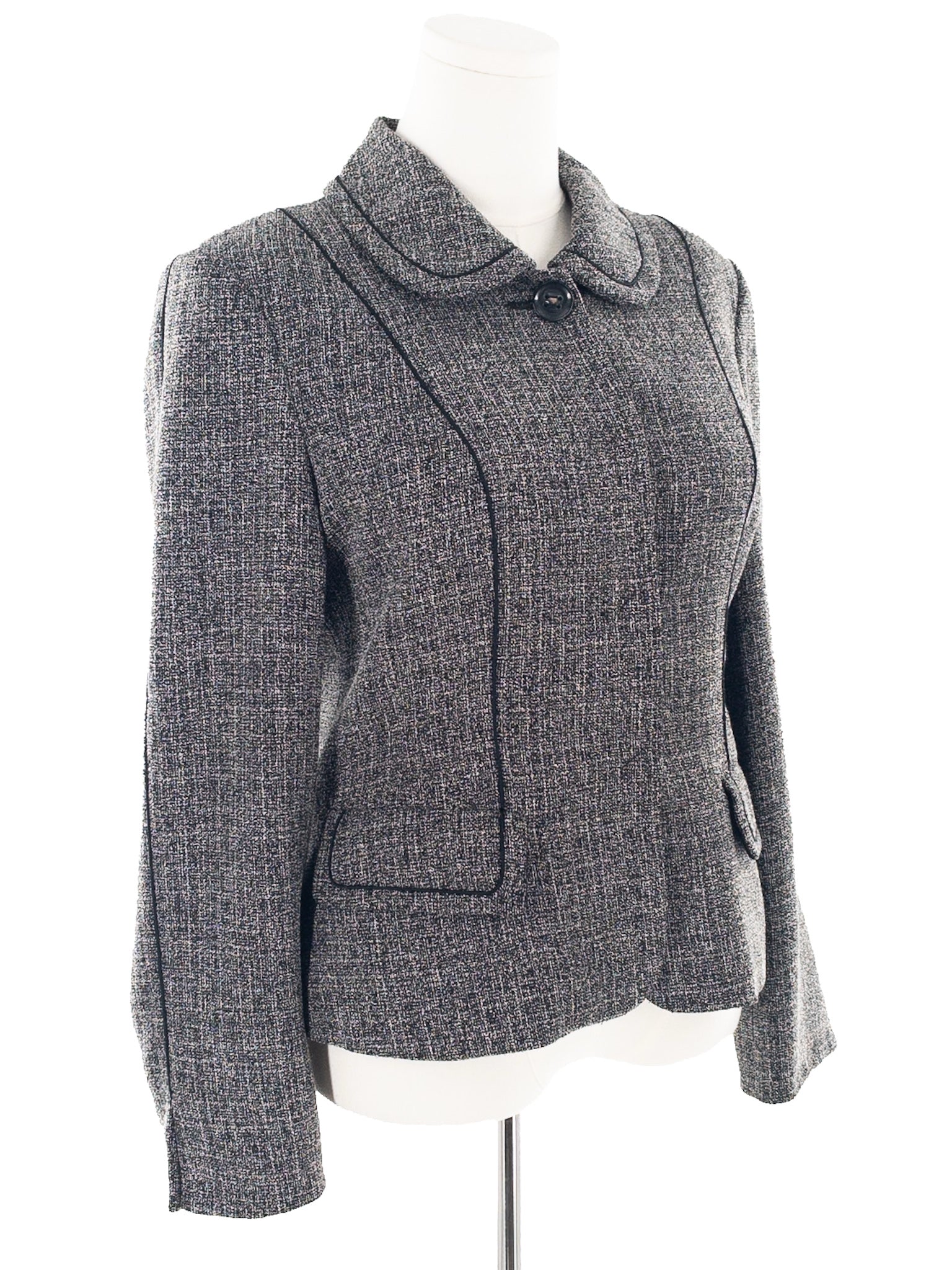 Anne Klein Black Cream Heather Polyester Blend Straight Size 12 Pants Suit