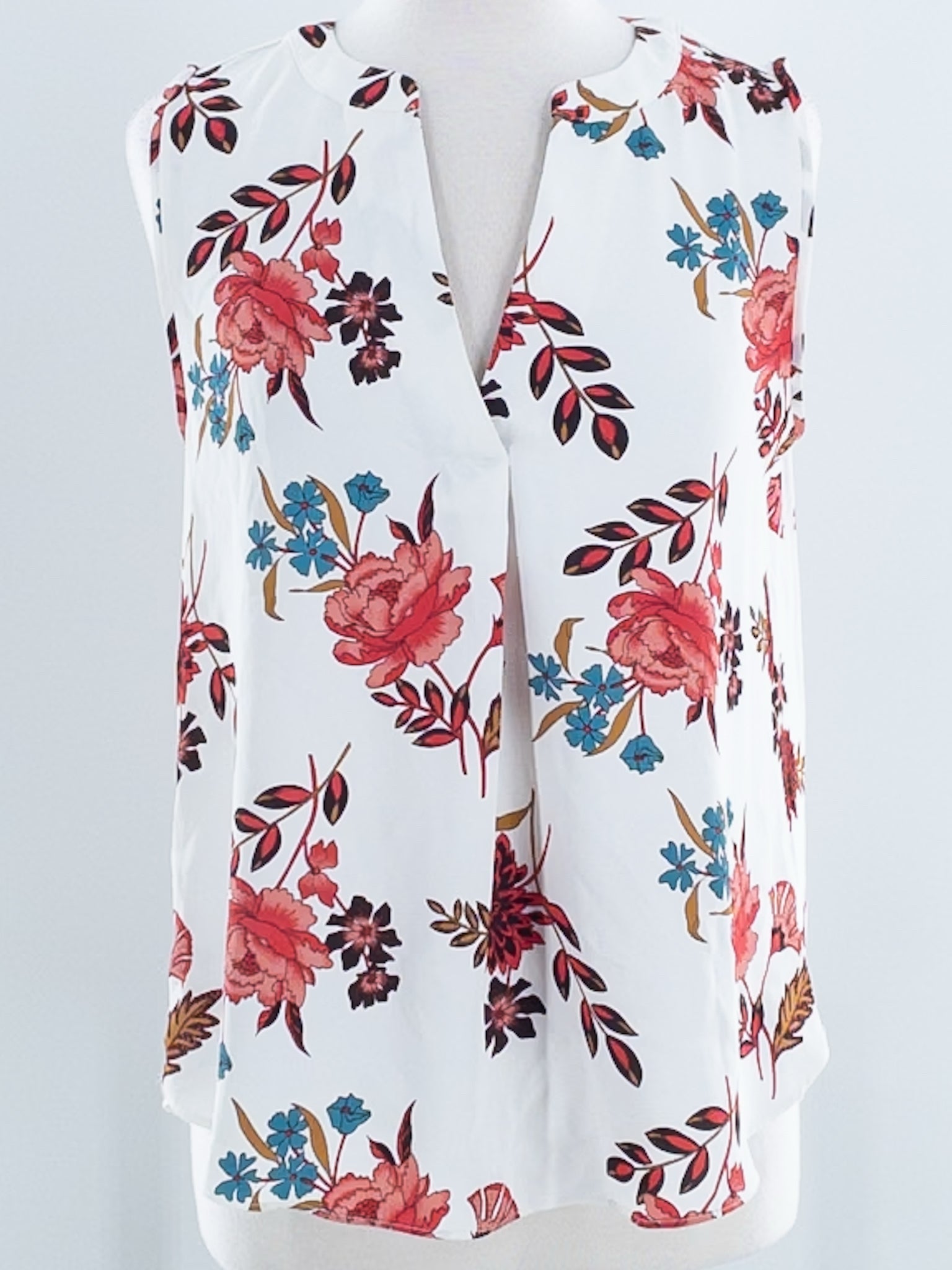 Loft White Multi Floral Rayon Sleeveless Size S Blouse