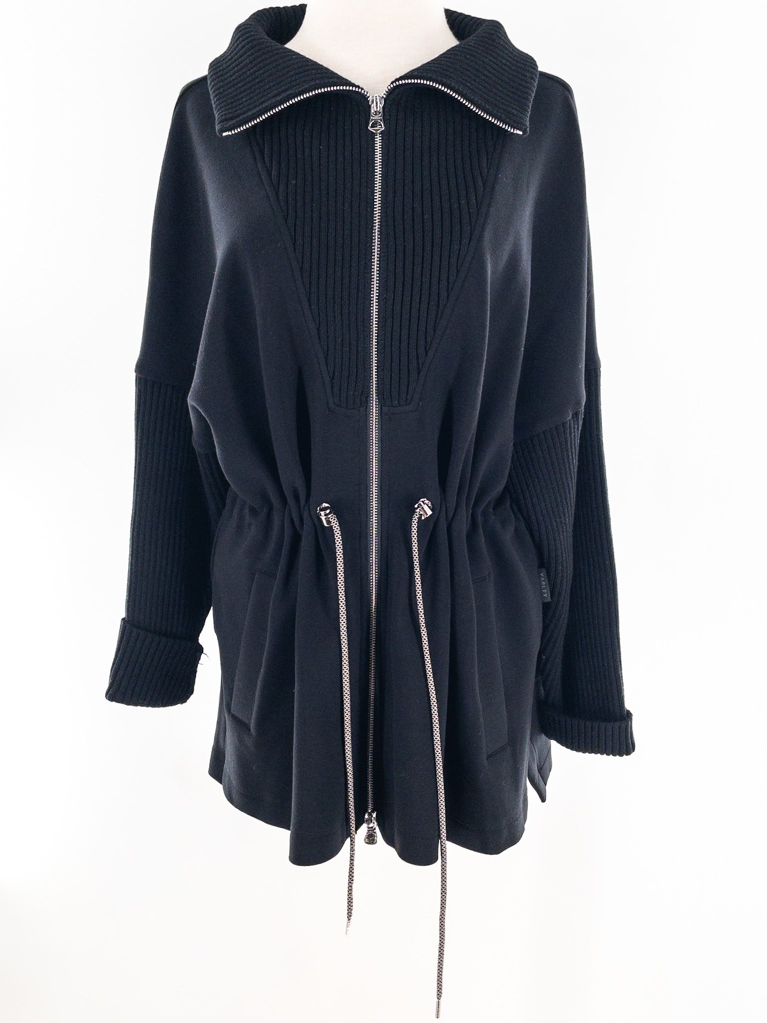 Varley Black Drawstring Viscose Blend Size M Cardigan