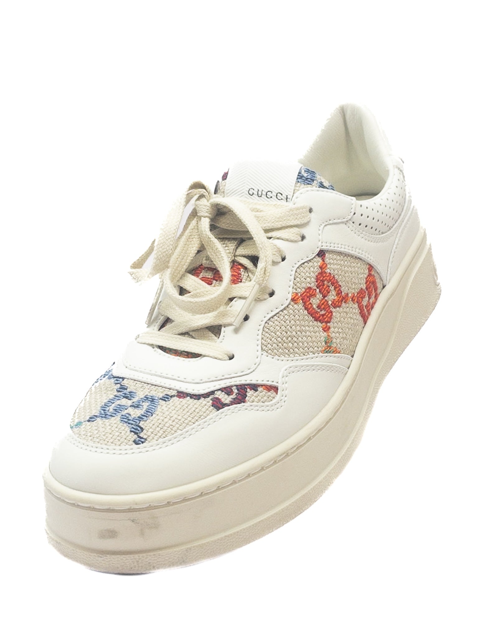 Gucci Ivory Multi Logo Canvas 9.5 Sneakers