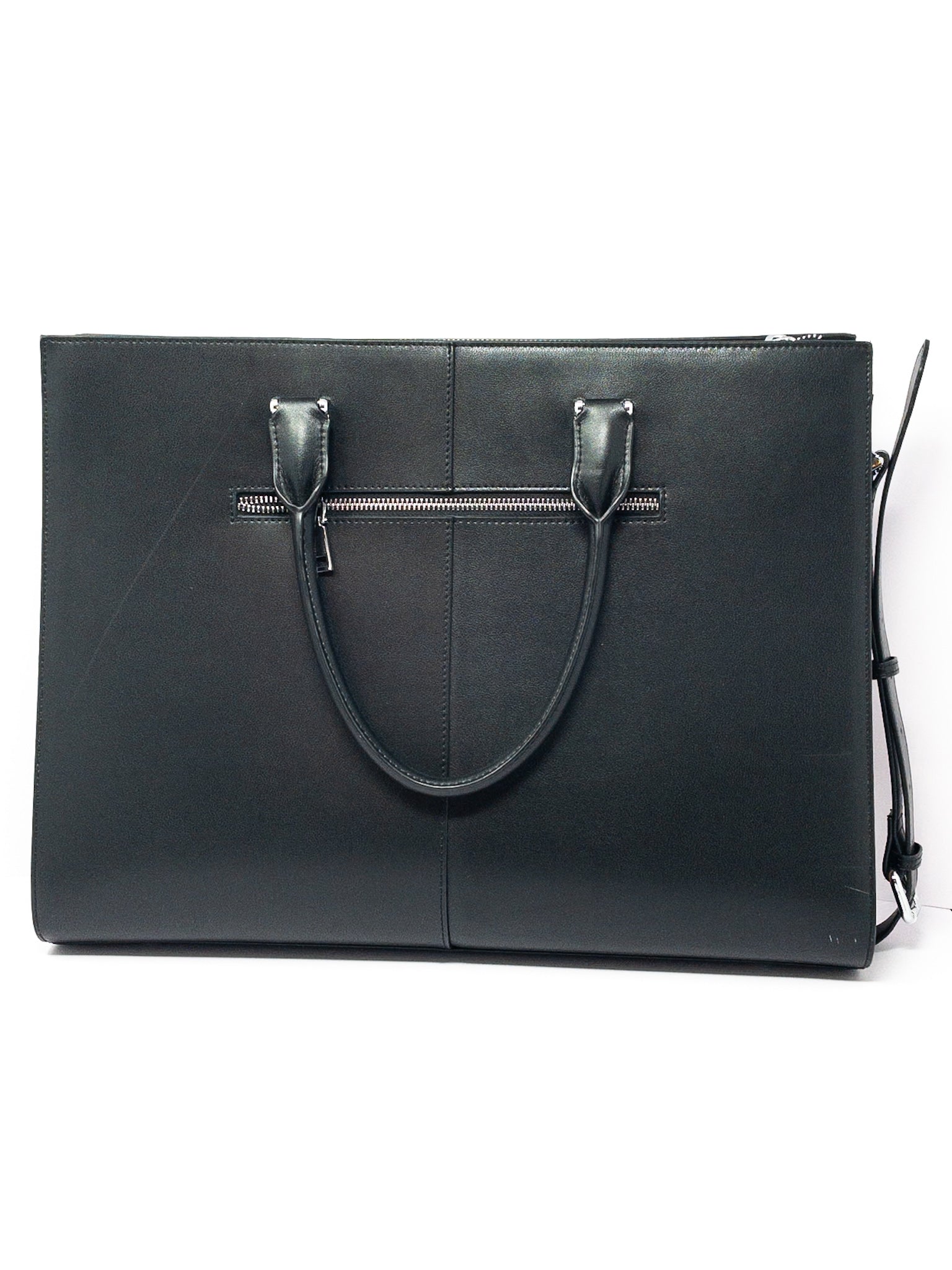 Cluci Black Zip Leather Tote