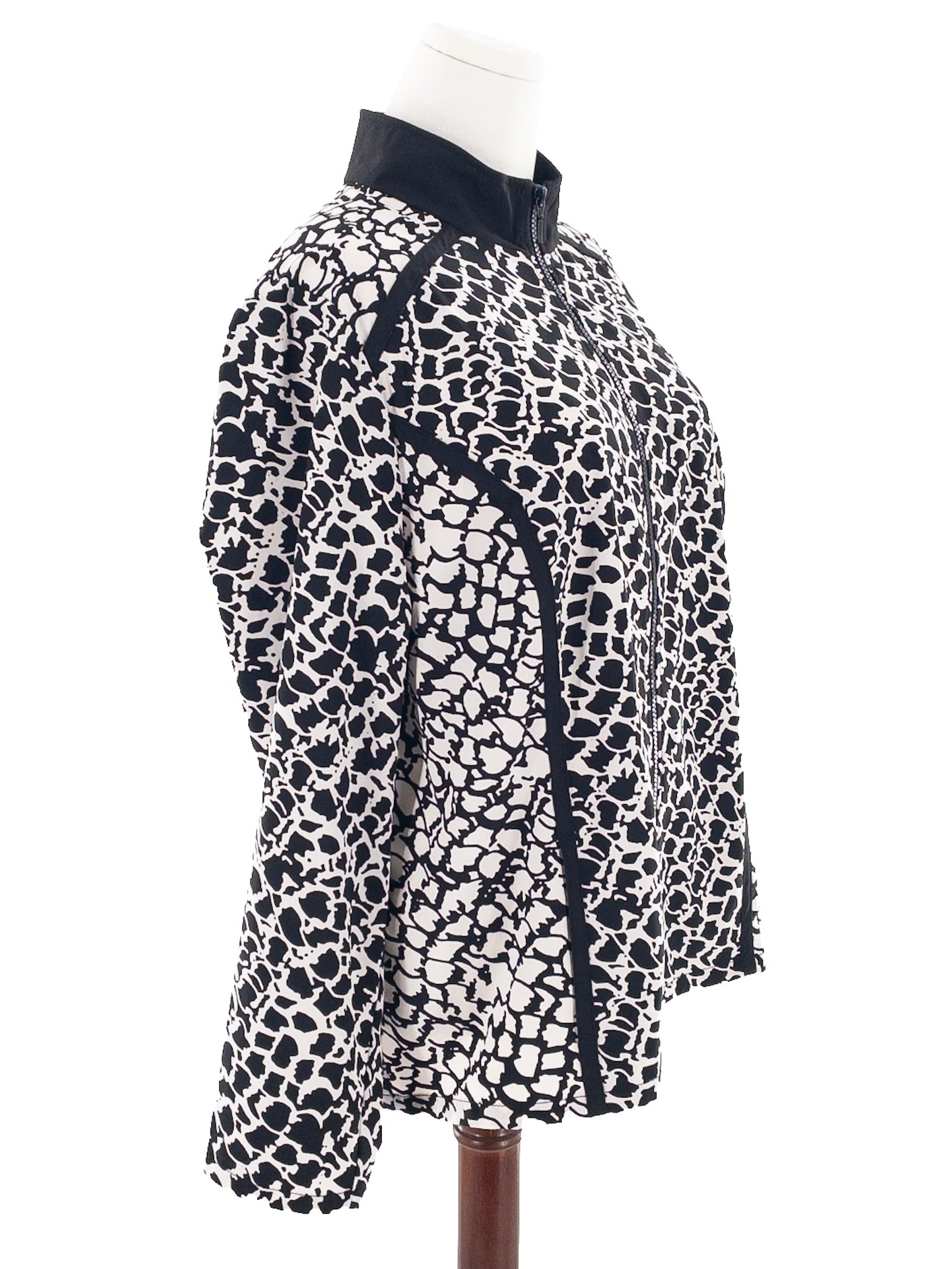 Chicos Black White Print Polyester Size XL Jacket