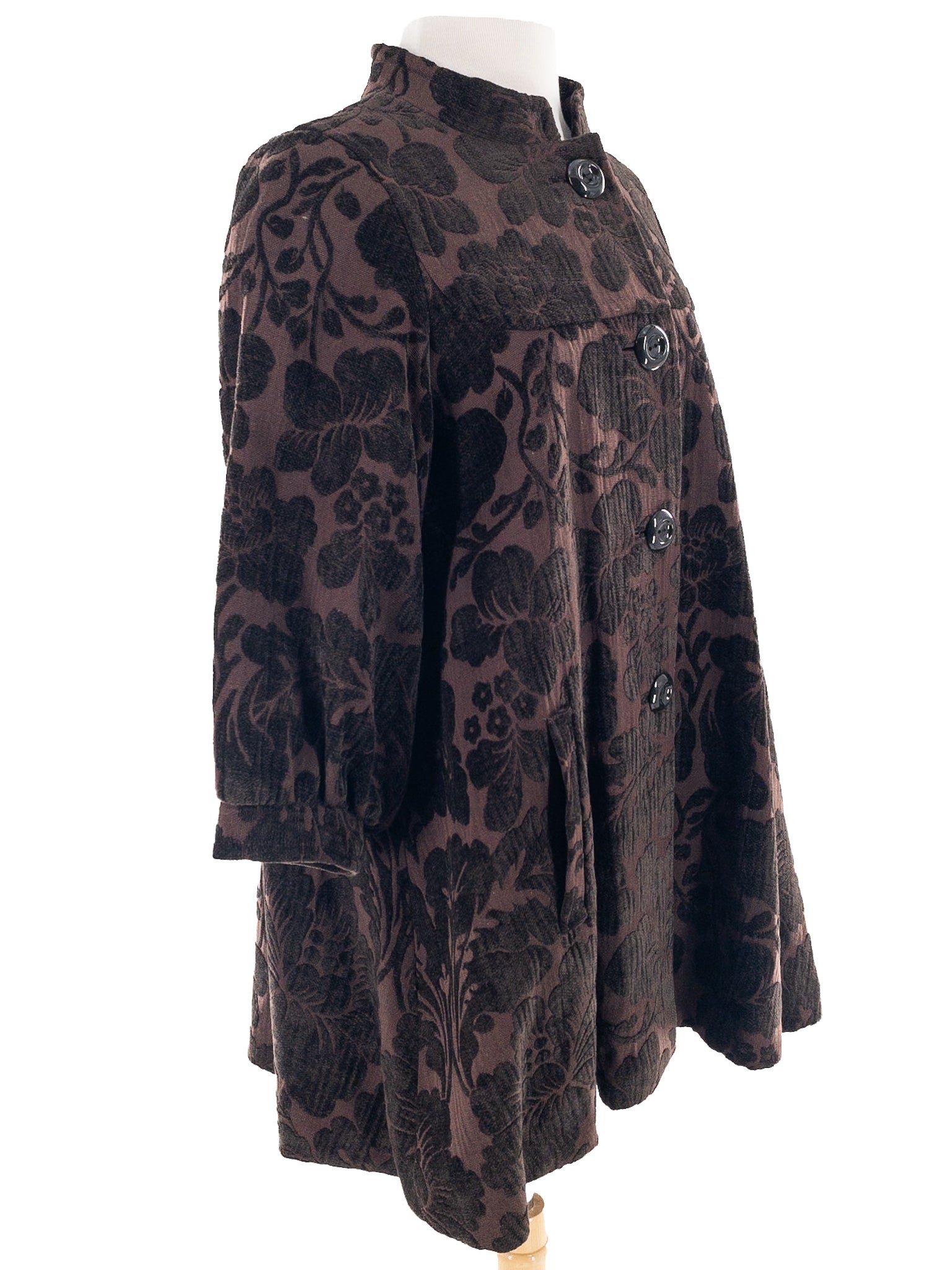 Elevenses Brown Brocade Polyester Blend Size M Coat