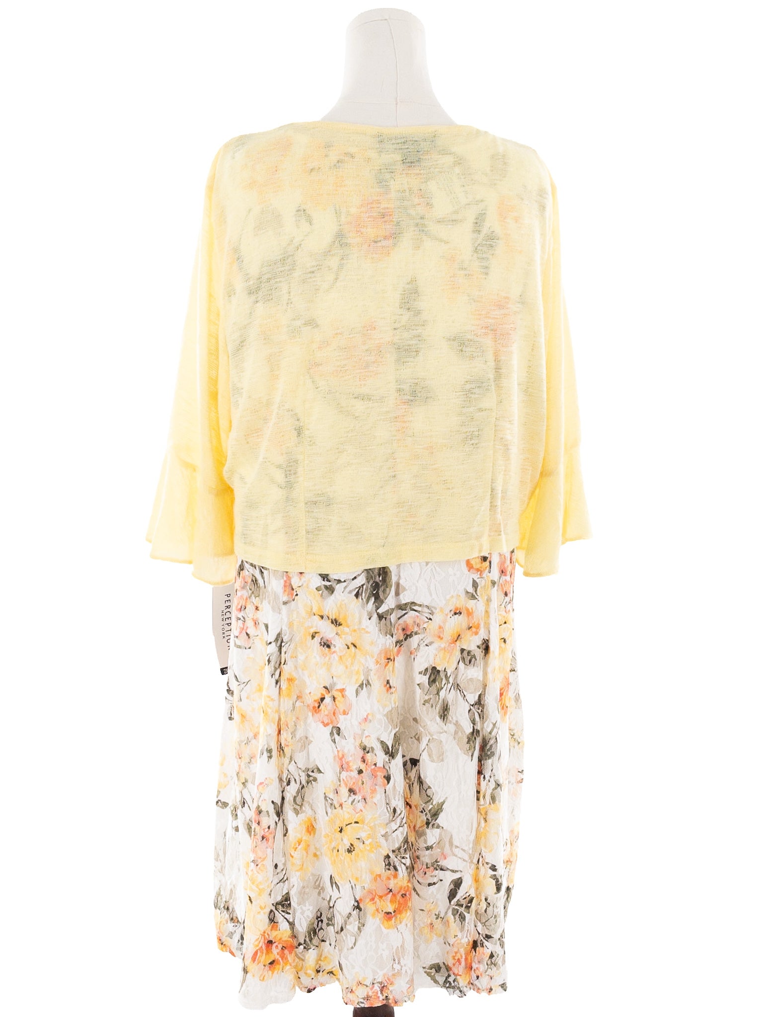 Perceptions Yellow Multi Floral Polyester Blend Sleeveless Size XXL Dress