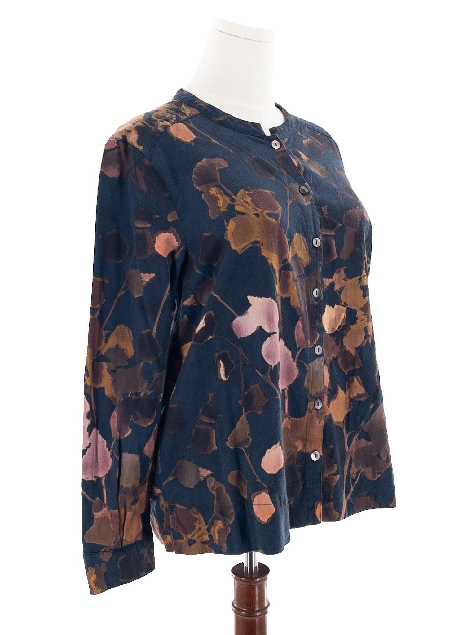 Poetry Navy Multi Floral Cotton Long Sleeve Size 10 Blouse