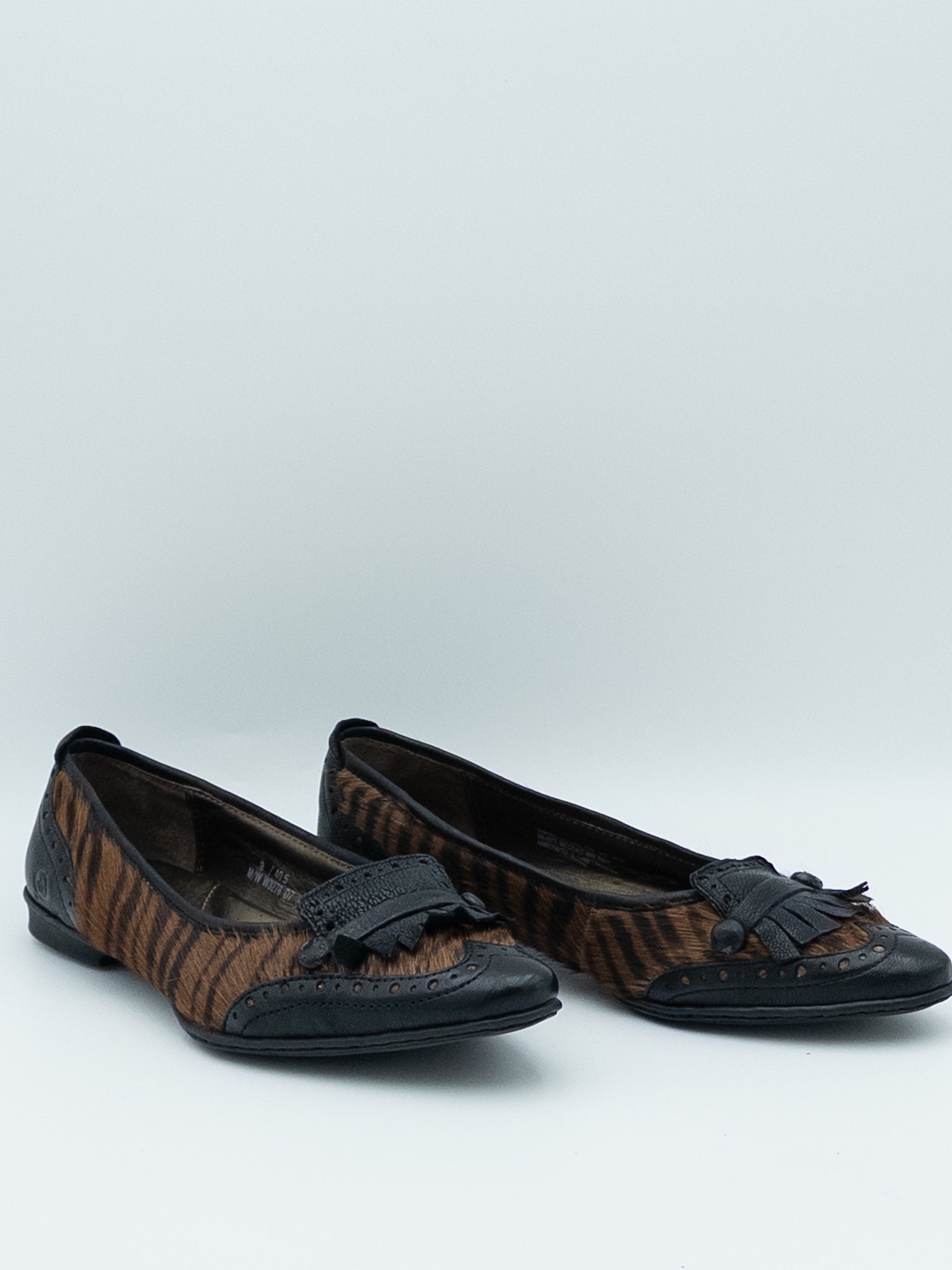 Born Brown Black Animal Print Fur 9 Flats