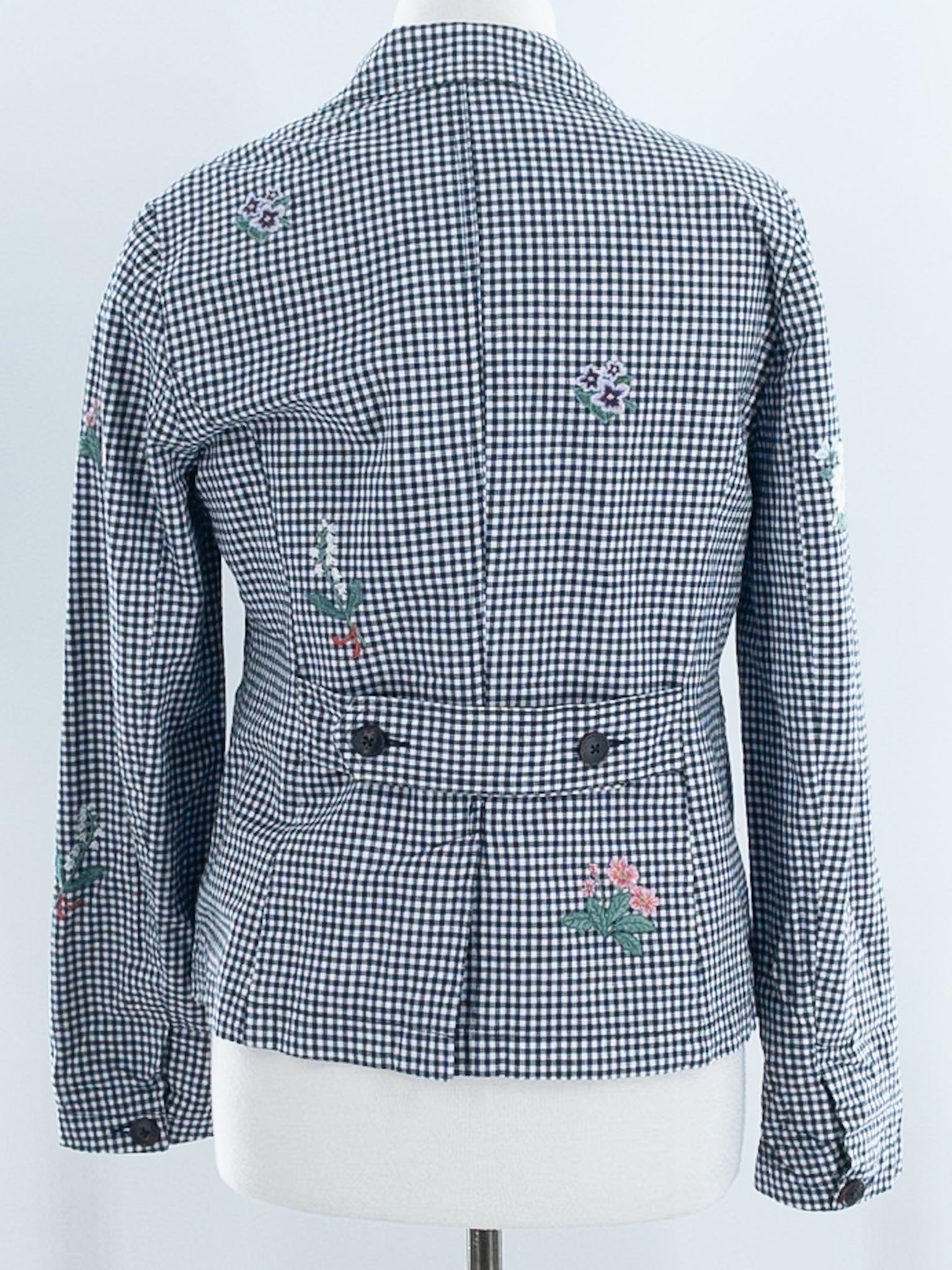 Sundance Navy White Gingham Cotton Blend Size S Blazer