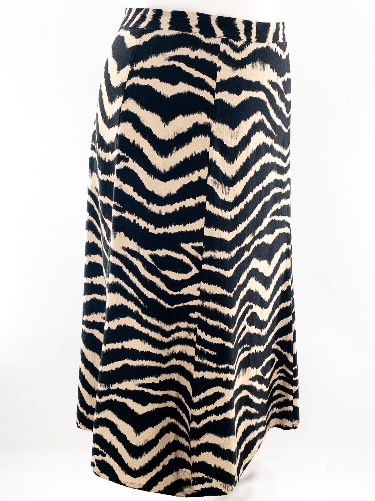 Gianni Bini Black Tan Tiger Print Polyester Blend Size 4 Skirt