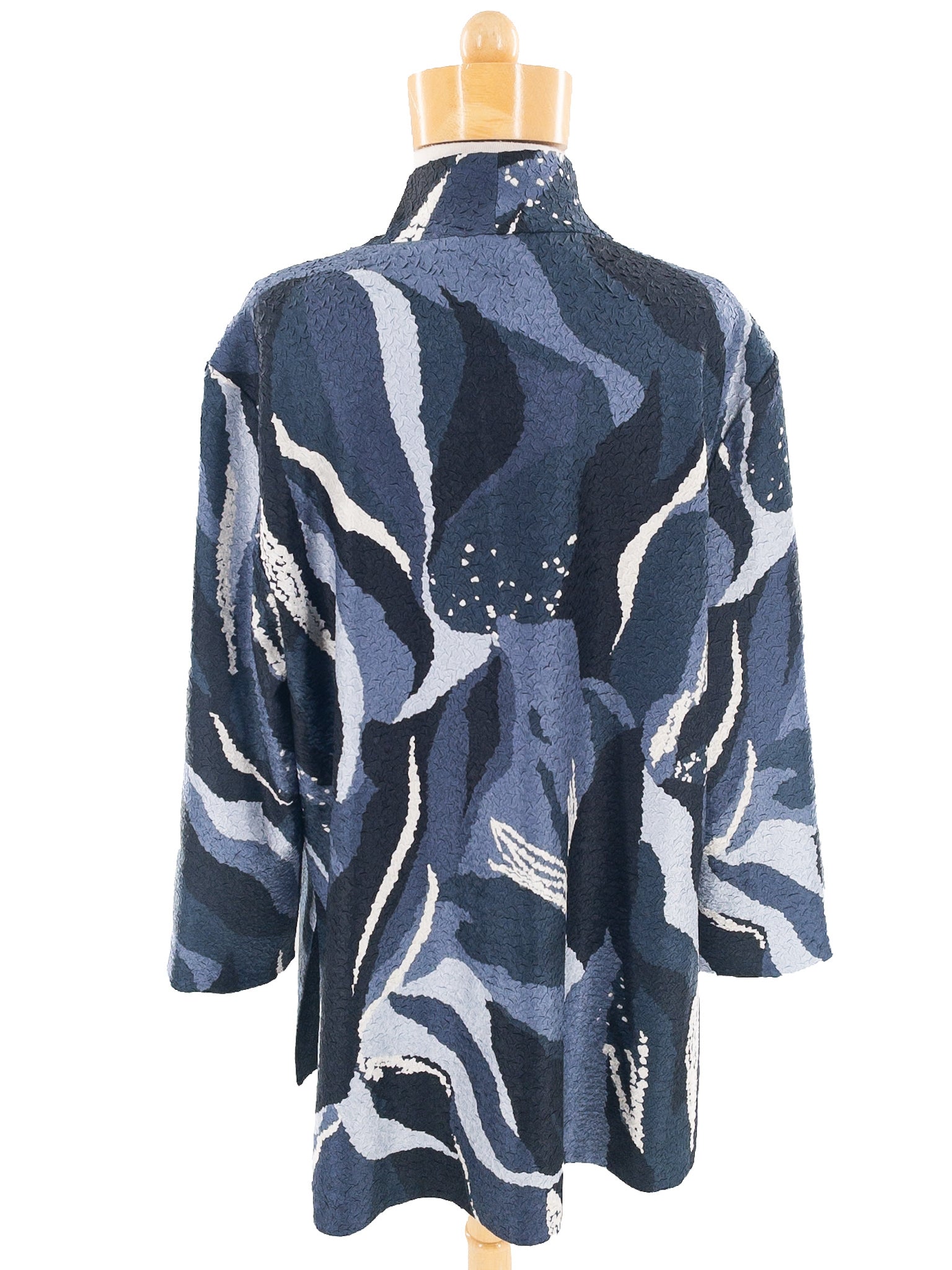 Chicos Blue White Print Polyester Size L Blazer