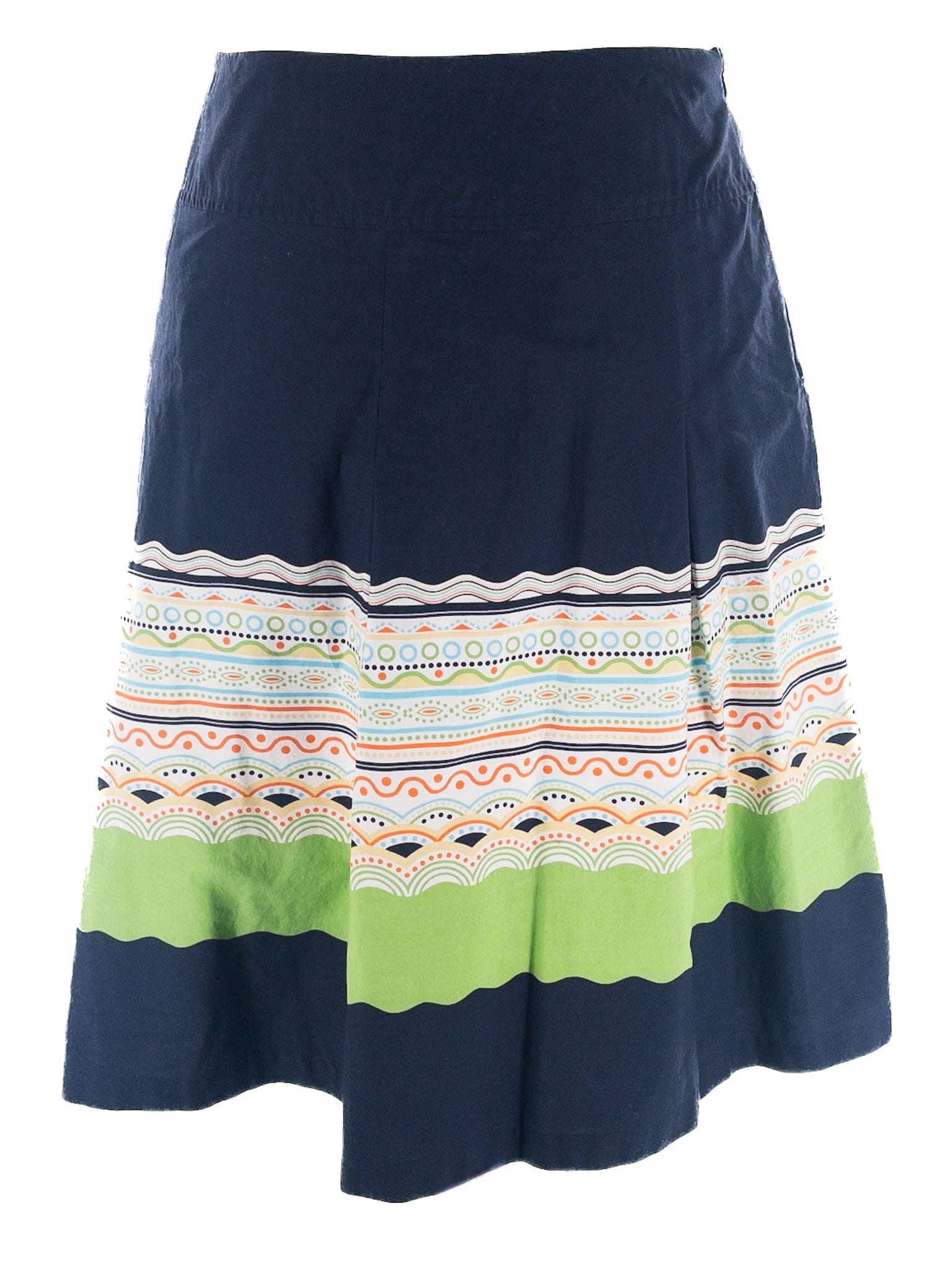 Talbots Navy Multi Print Cotton Size 10 Skirt