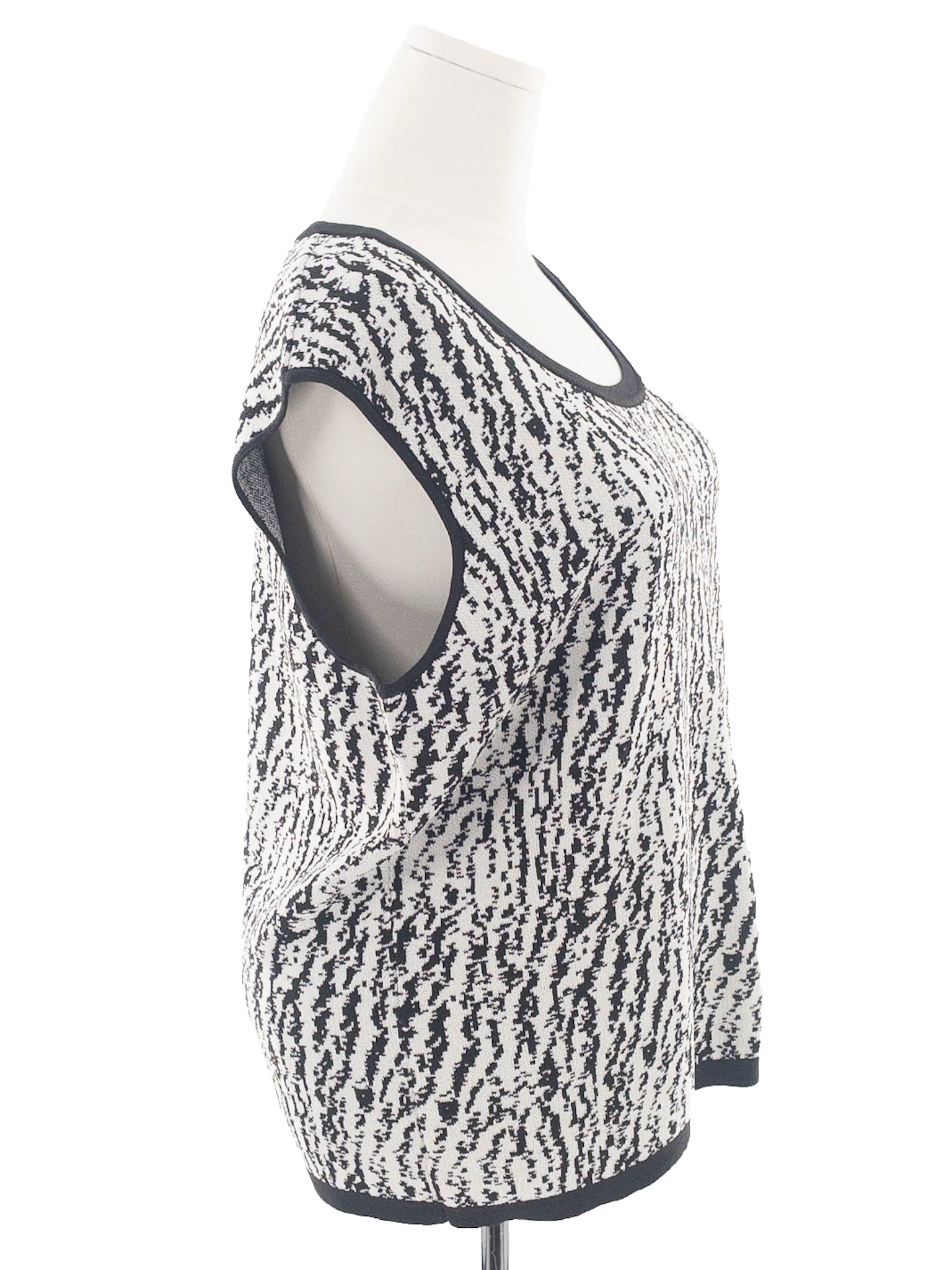 Jones New York Charcoal Cream Print Rayon Blend Size 2X Sweaters