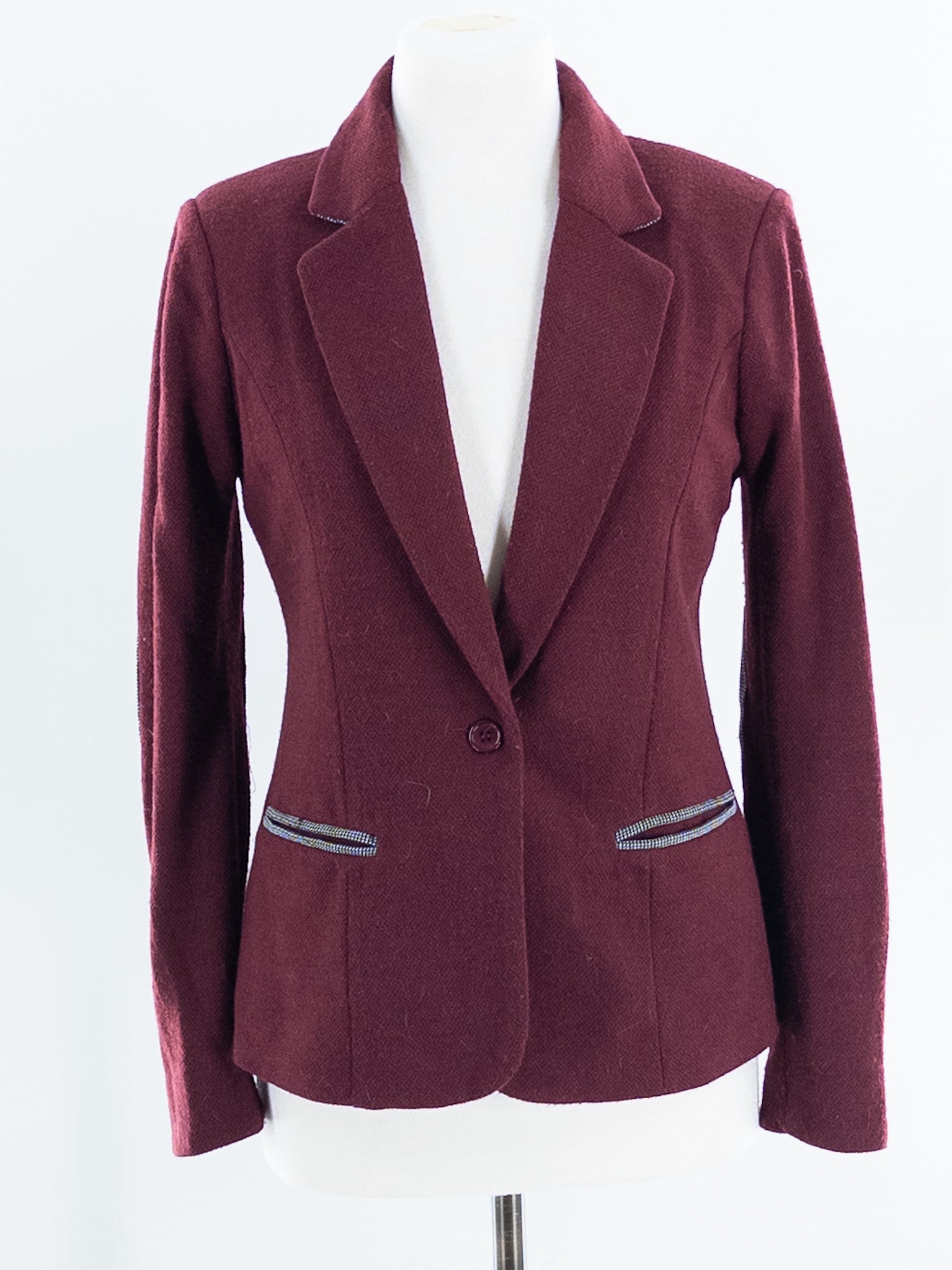 41 Hawthorn Maroon Texture Polyester Blend Size S Blazer