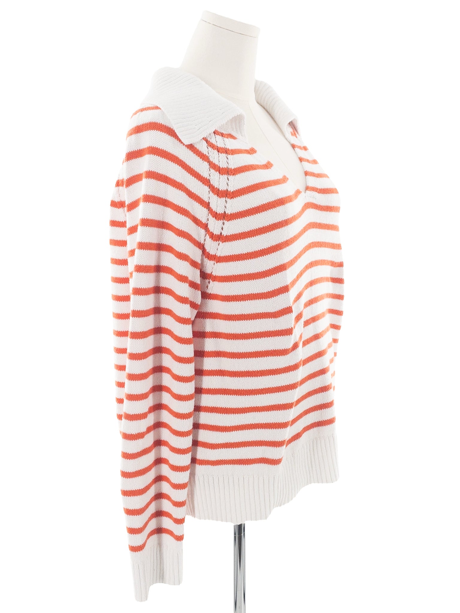 Talbots White Orange Stripe Cotton Blend Size XL Sweaters