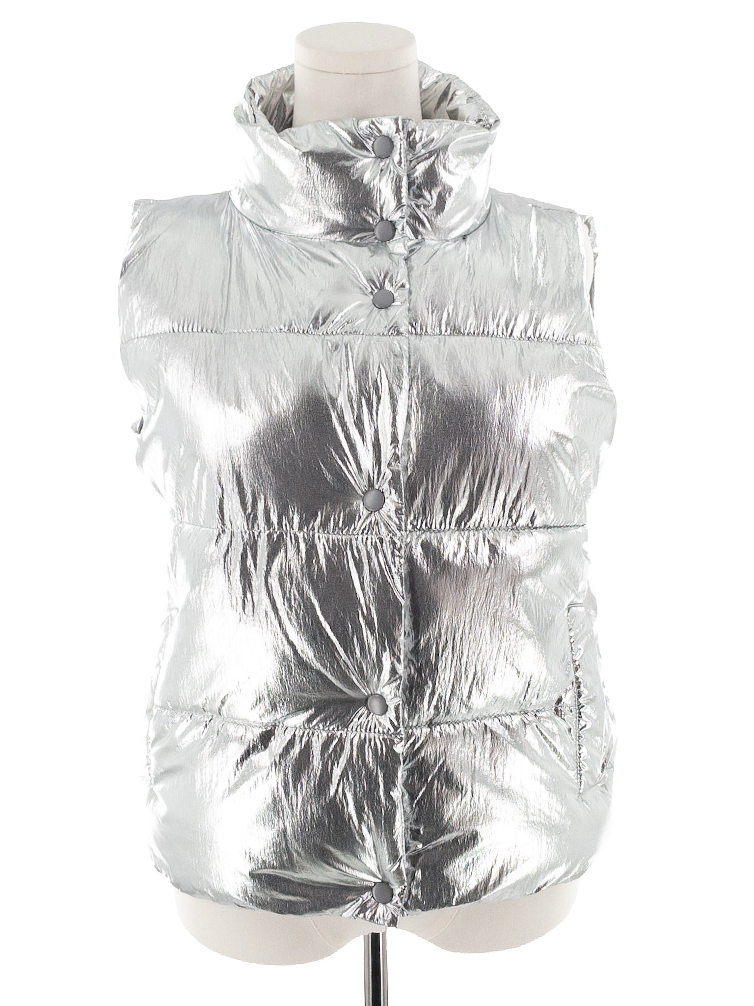 Evereve Silver Quilt Metallic Size L Jacket