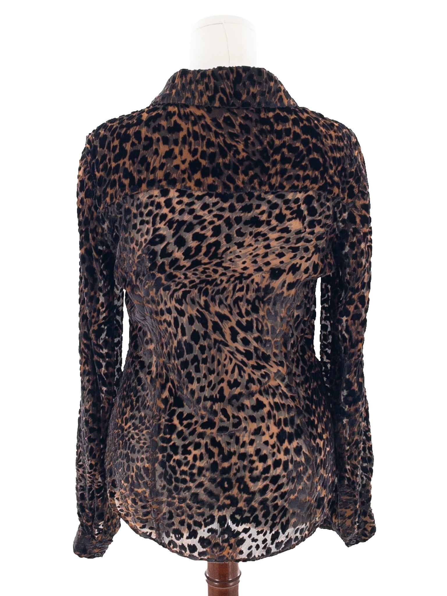 Paige Black Tan Burn out Velour Long Sleeve Size 8 Blouse