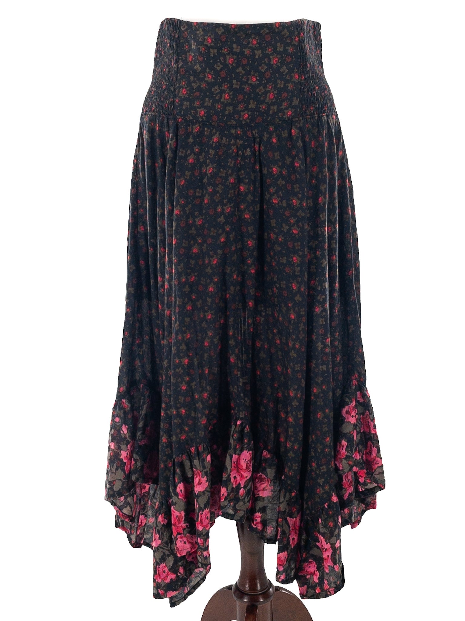 Natural Life Black Multi Floral Cotton Size M Skirt