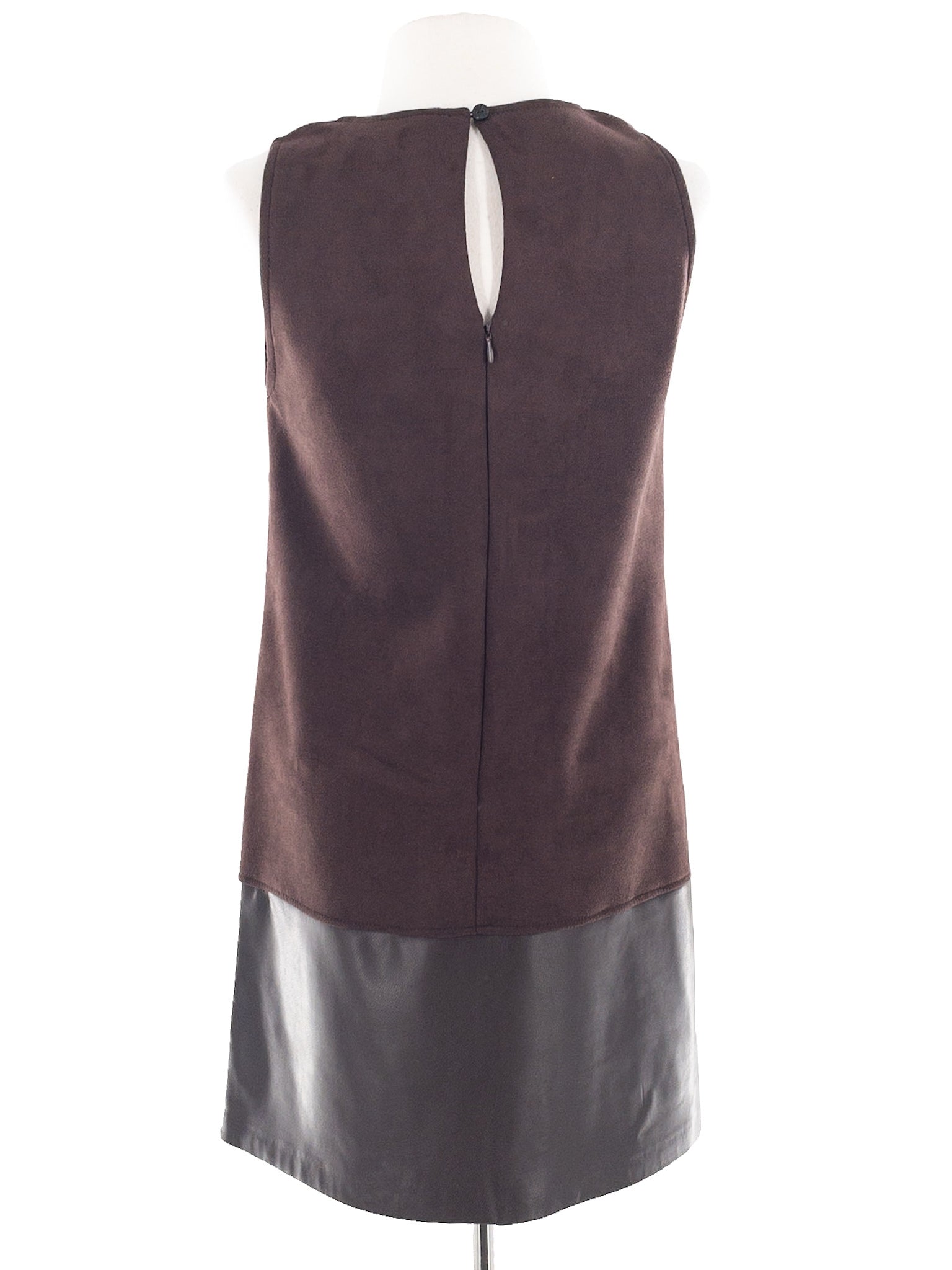 Calvin Klein Brown Mixed Faux Leather Sleeveless Size 2 Dress