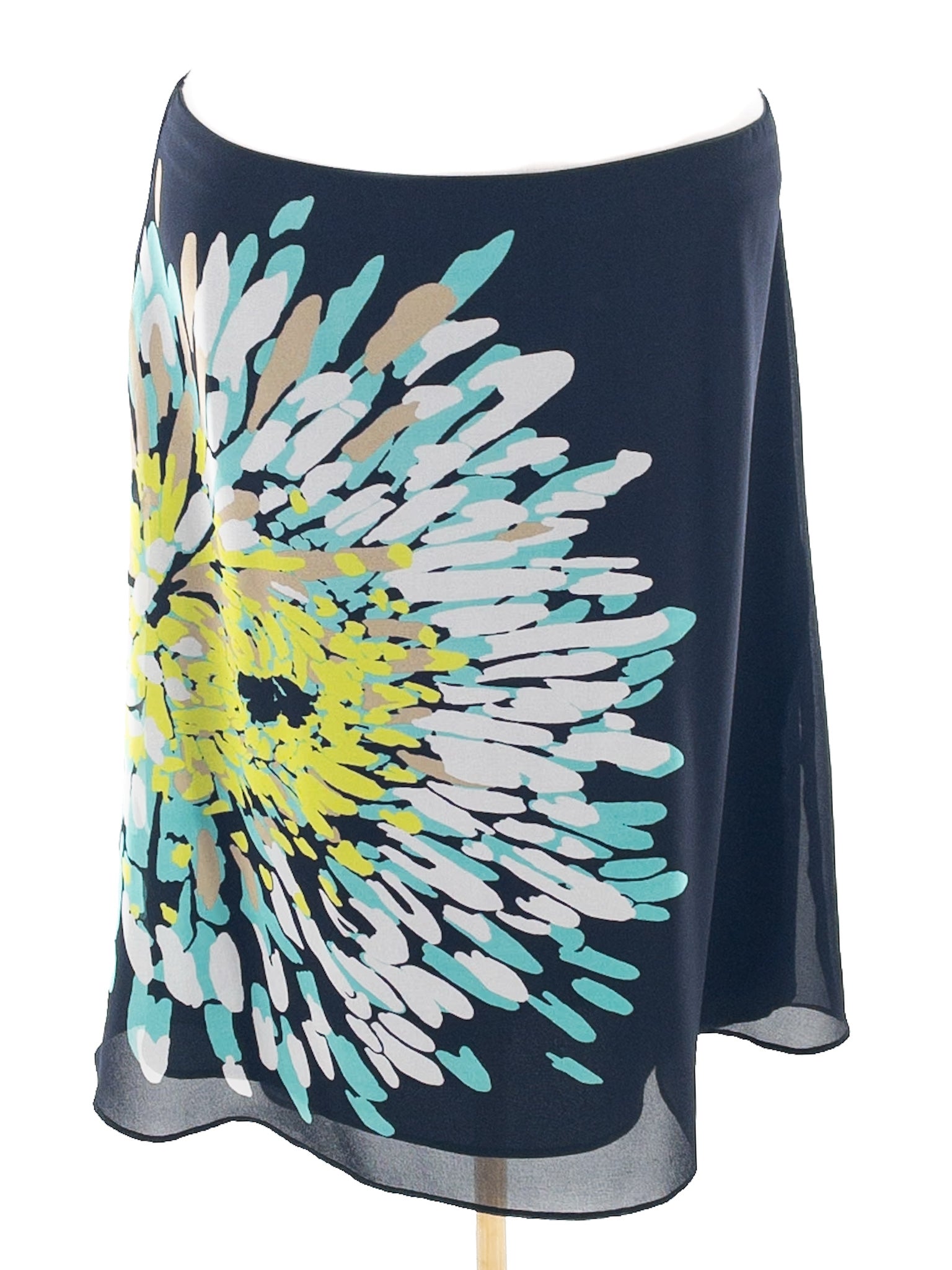 Ann Taylor Navy Multi Floral Polyester Size 4 Skirt