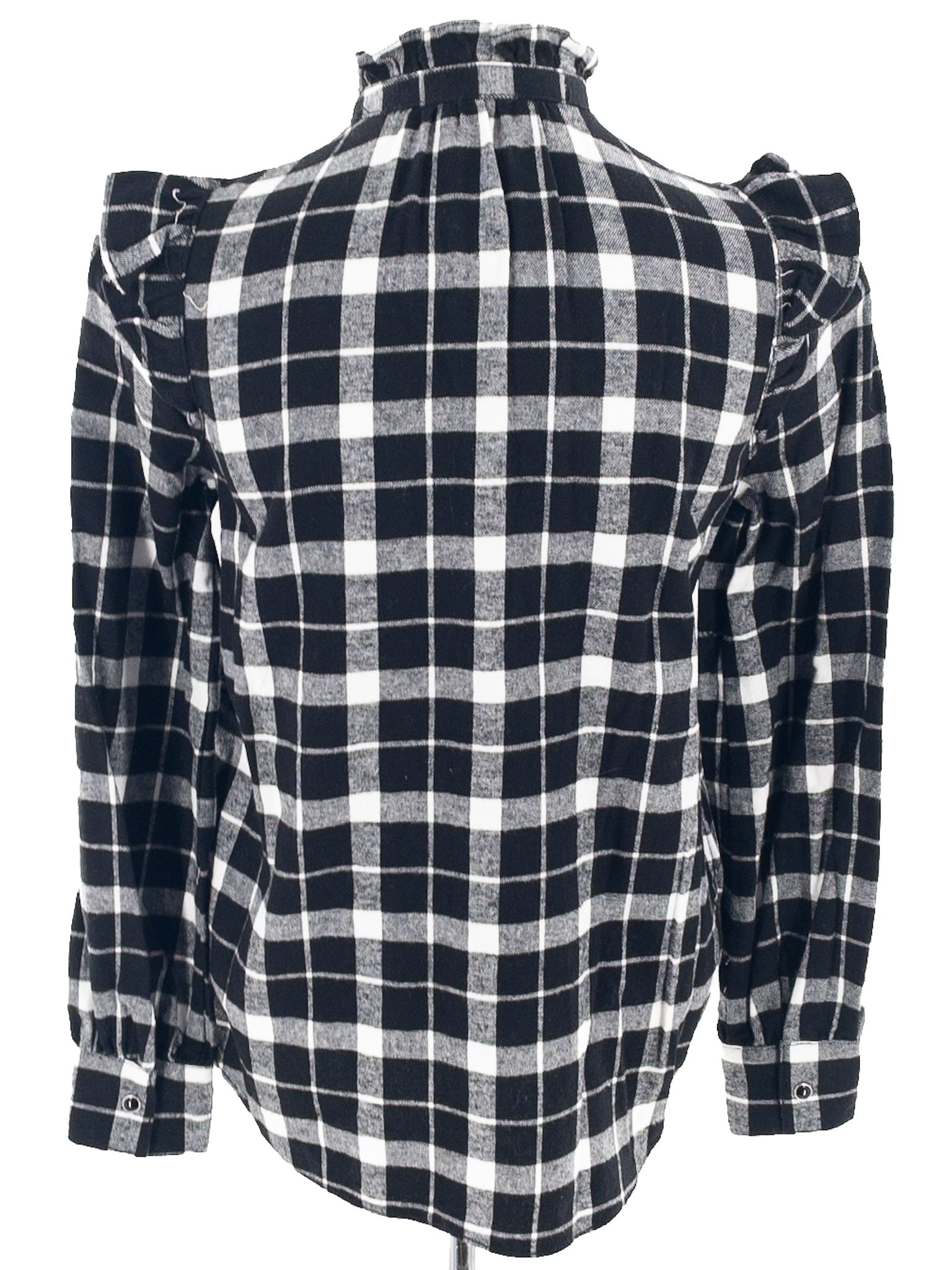 Kate Spade Black White Checkered Flannel Button Down Size XS Blouse