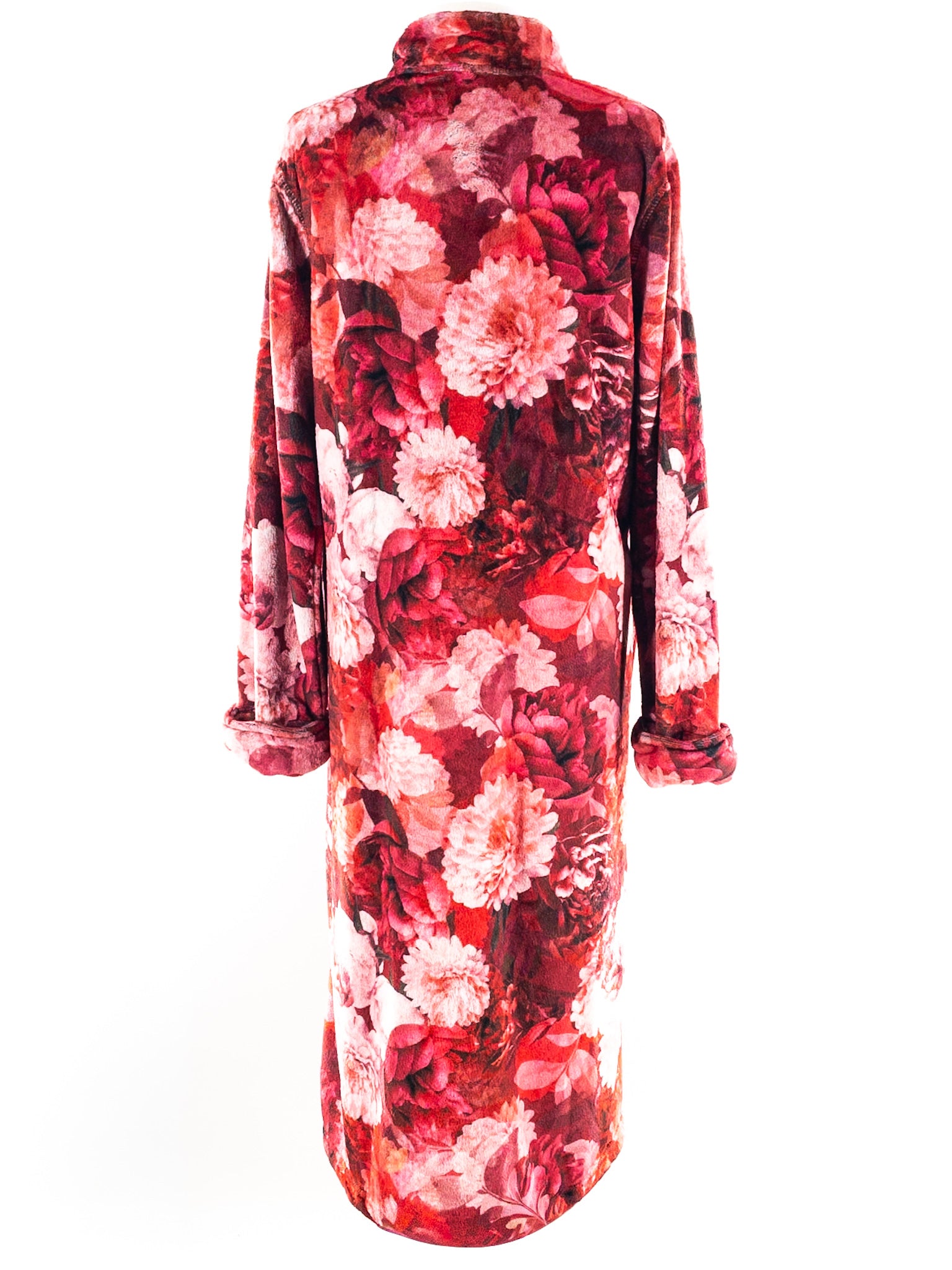 Johnny Was Red Pink Floral Plush Size M Robe