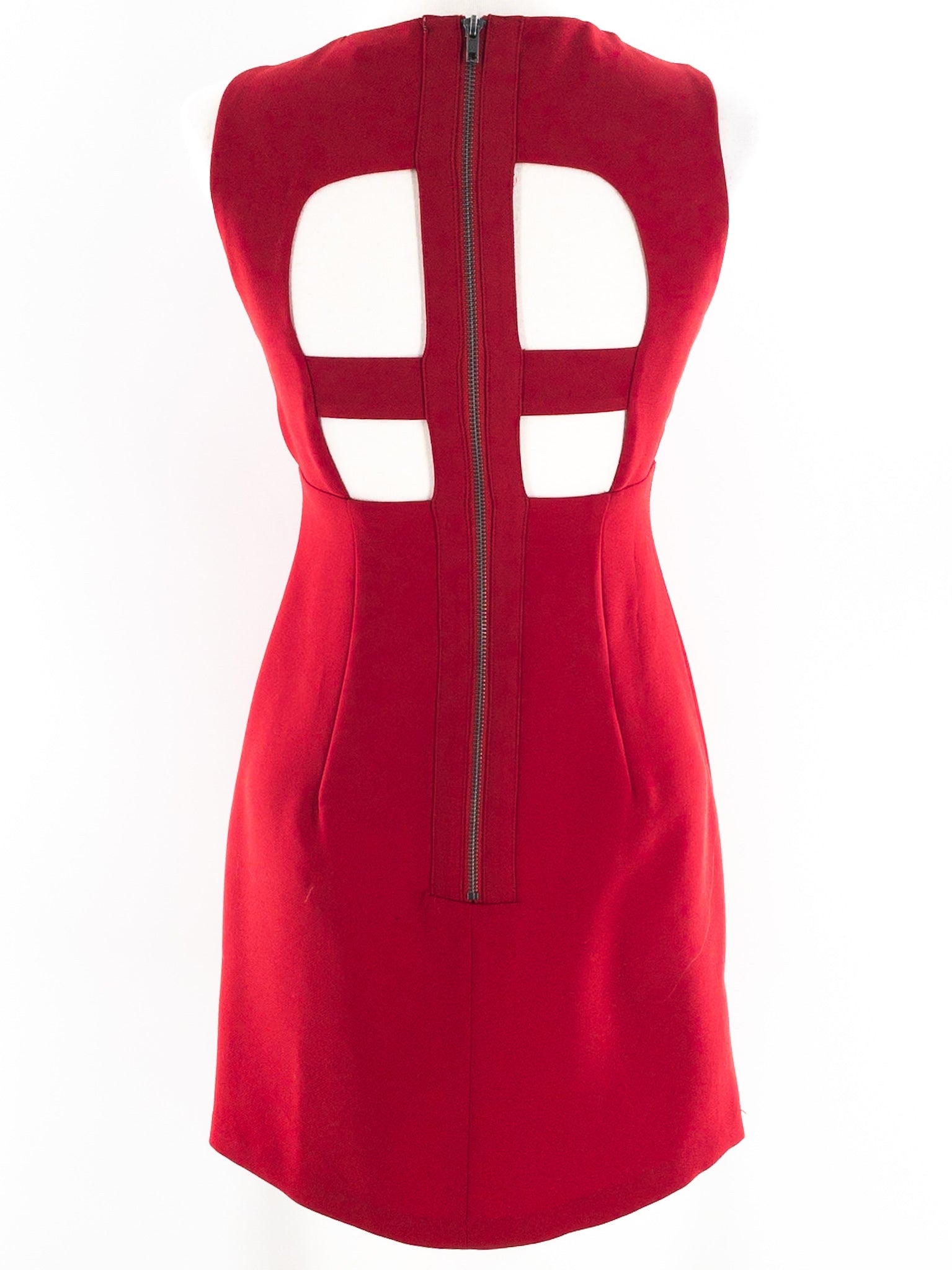 BCBG Red Cut Out Polyester Sleeveless Size 2 Dress