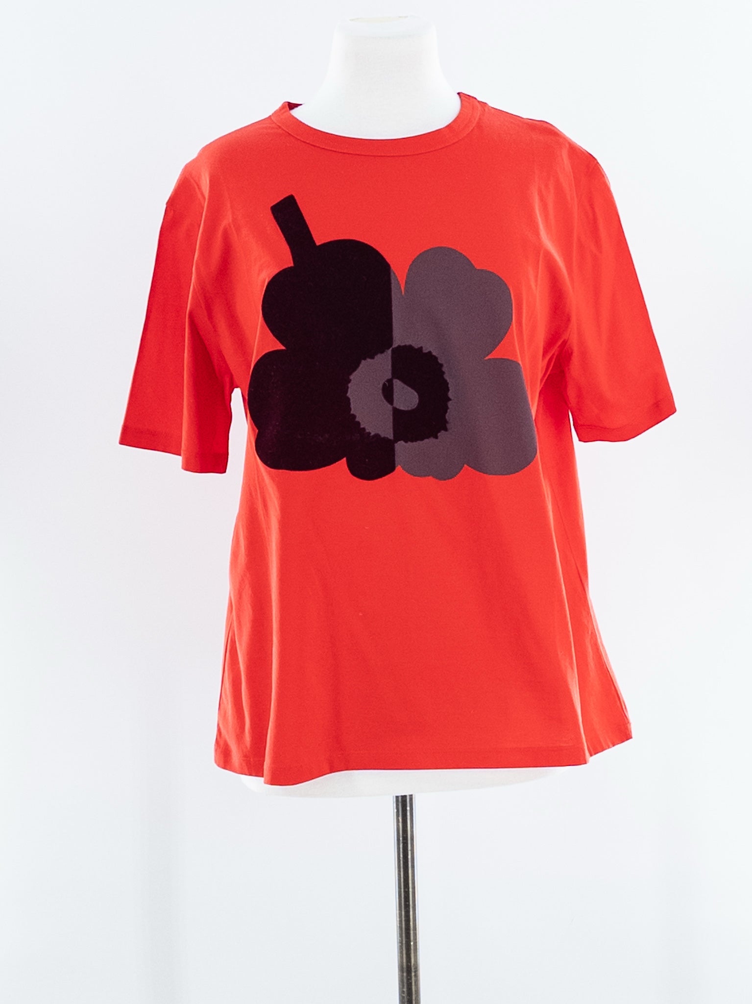 Marimekko Red Flocked Cotton Short Sleeve Size XL T Shirt