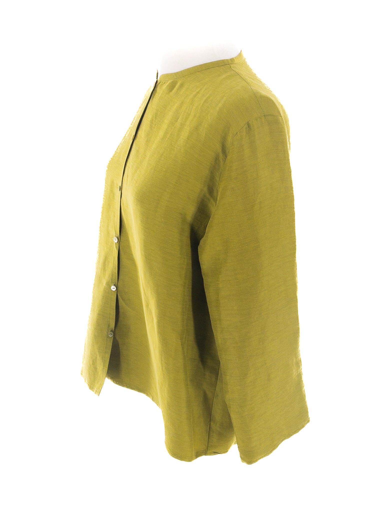 Eileen Fisher Chartreuse Linen Blend Long Sleeve Size M Blouse