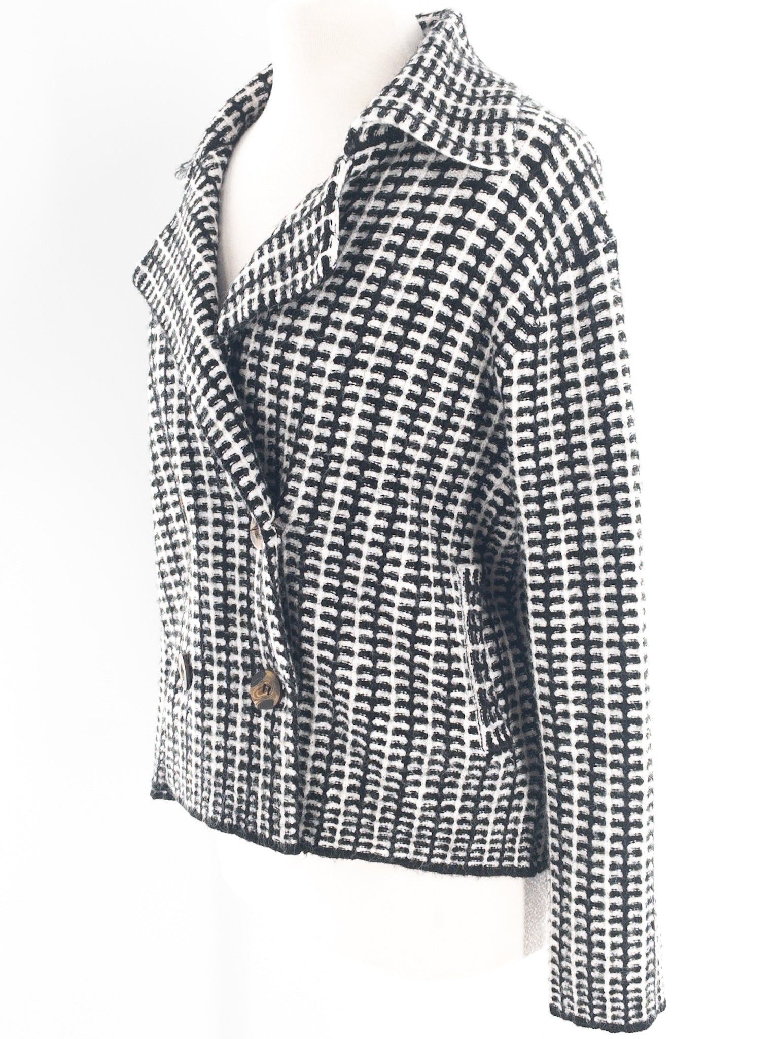 Rachel Zoe Black Ivory Knit Acrylic Blend Size S Cardigan