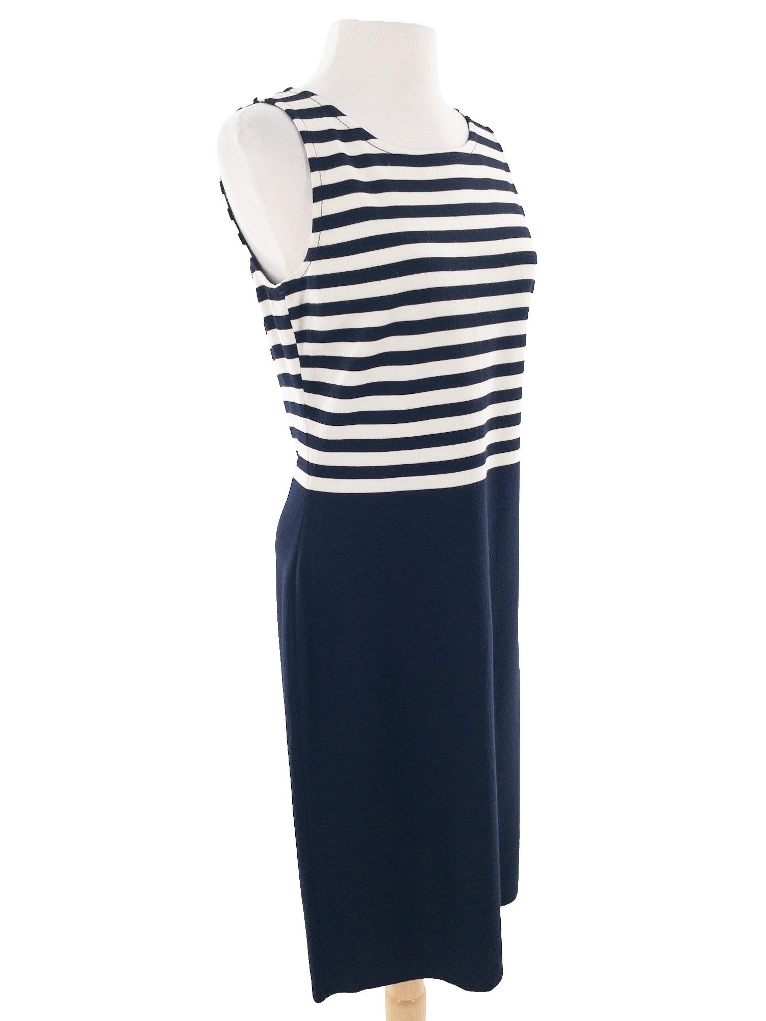 St. John Black Ivory Stripe Knit Tank Size 6 2 PC Dress