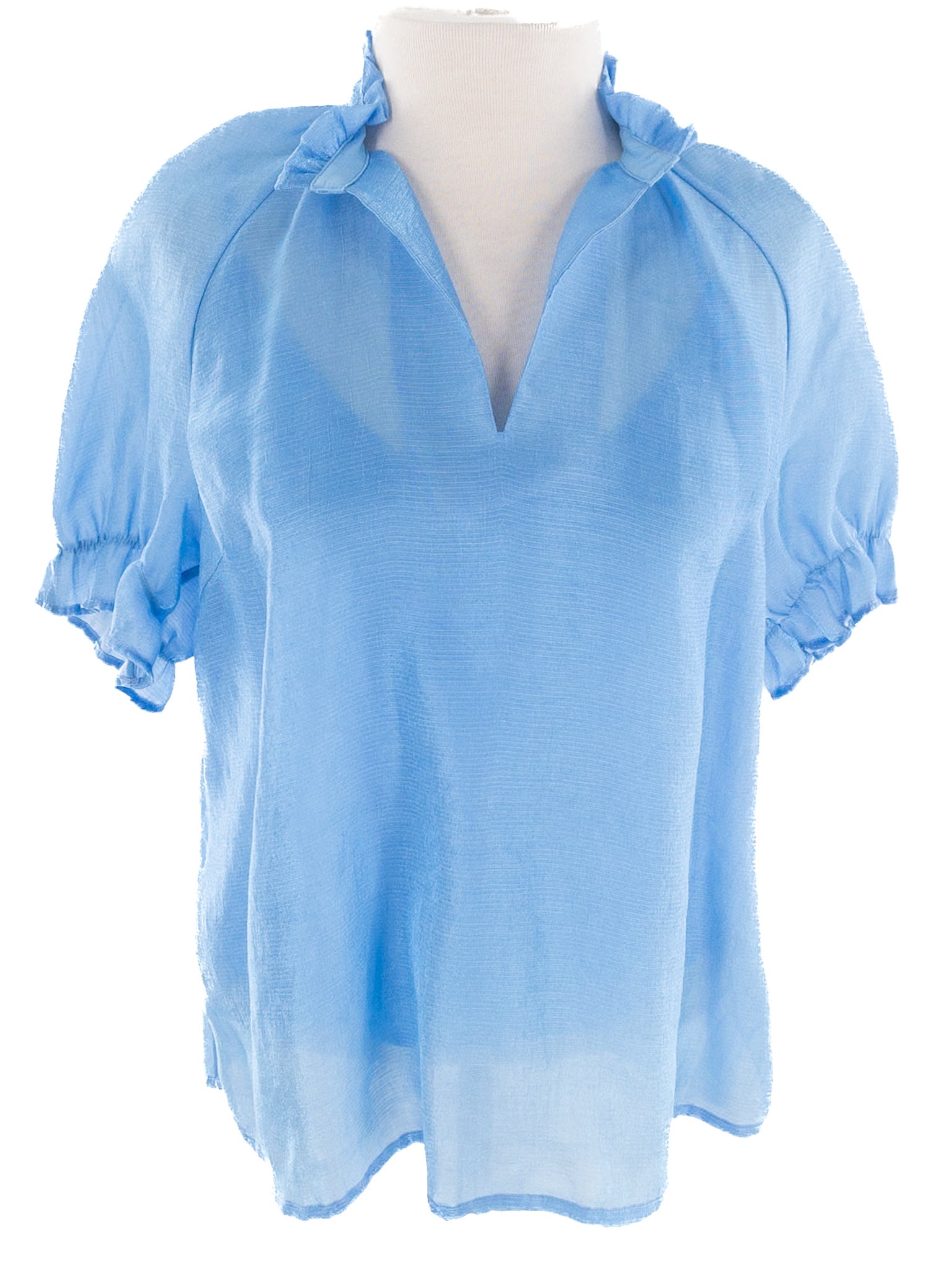 Baum Und Pferdgarten Blue Shimmer Tencel Blend Puff Sleeve Size S Blouse