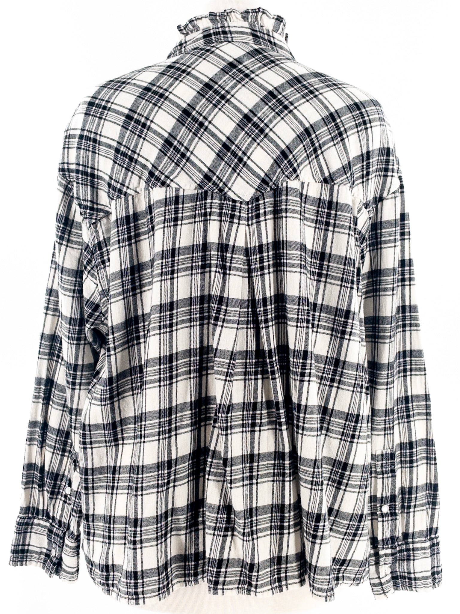 Dylan Ivory Black Plaid Flannel Long Sleeve Size S Blouse