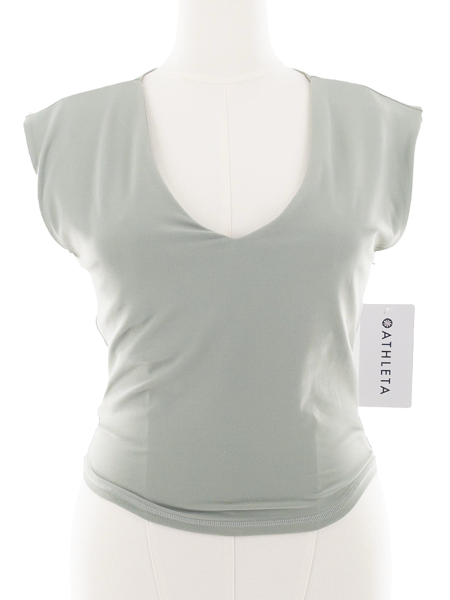 Athleta Seafoam V Neck Stretch Cap Sleeve Size L T Shirt