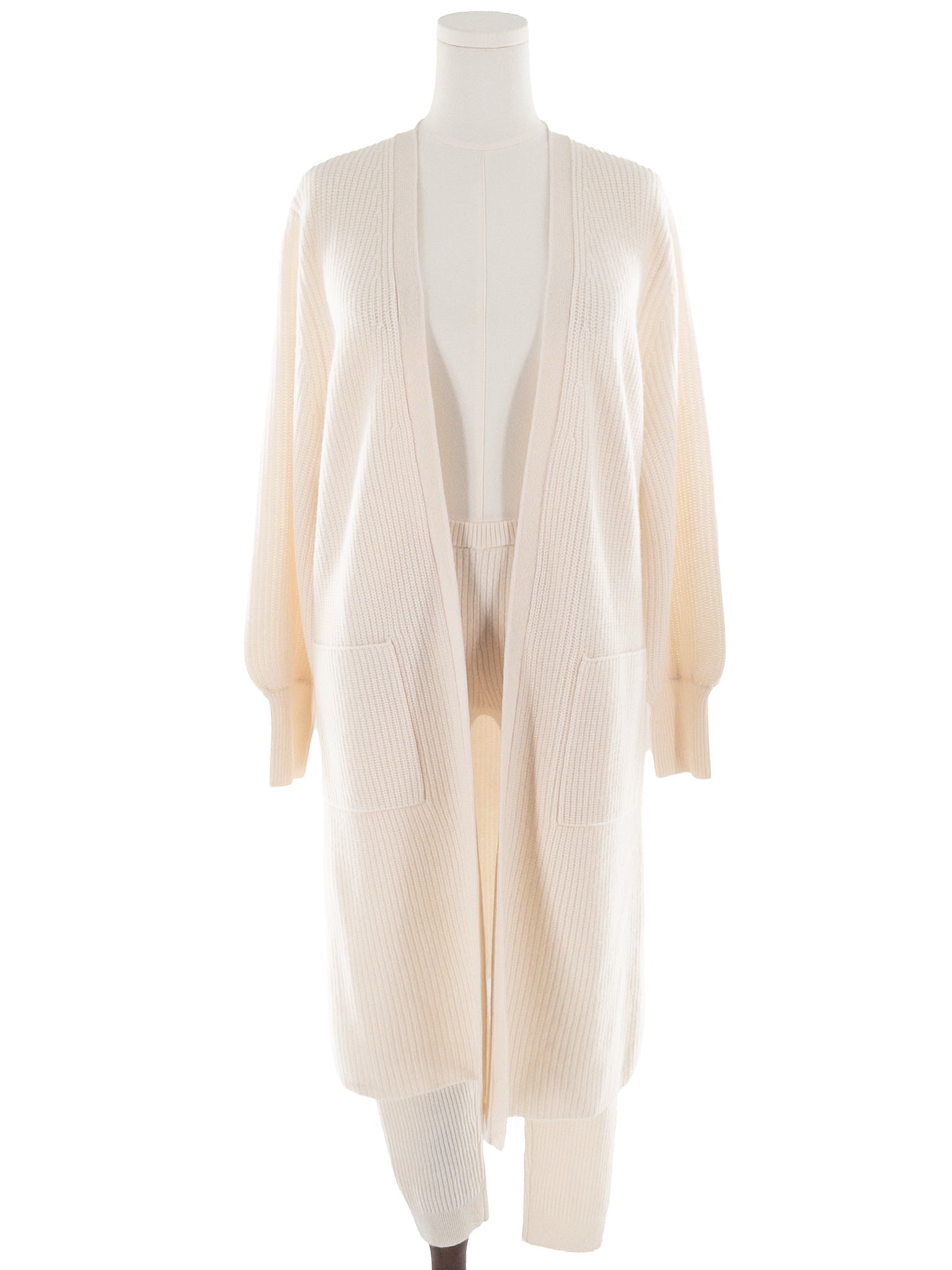 Haven Ivory Ribbed Cashmere Relaxed Size L Pants Set