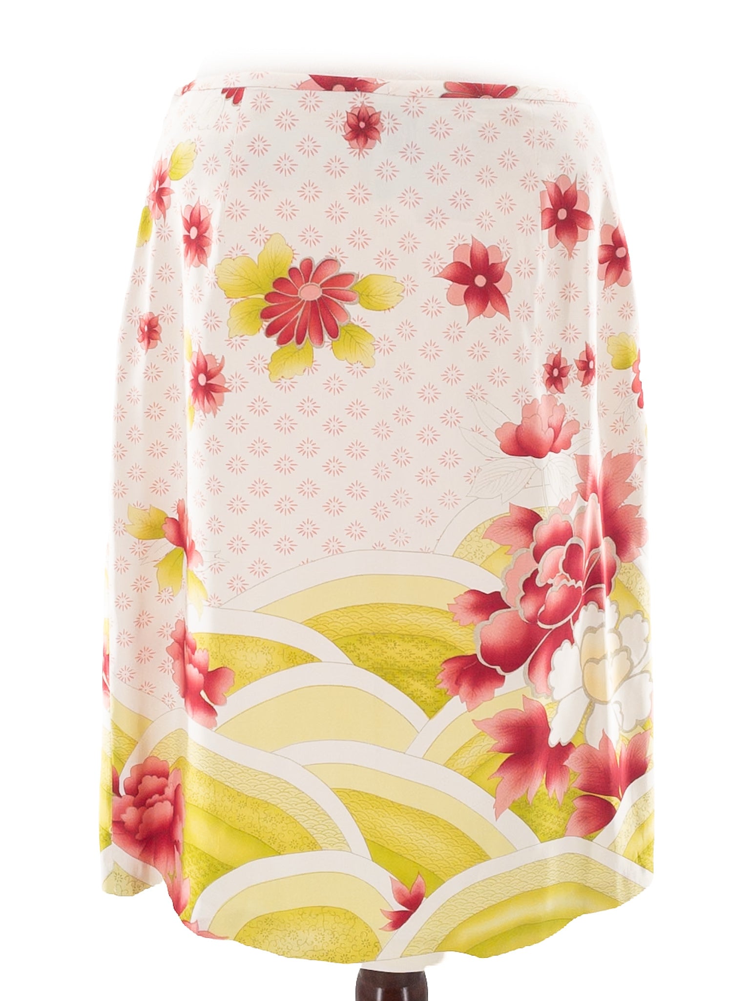 Tabitha Cream Pink Floral Silk Size 8 Skirt