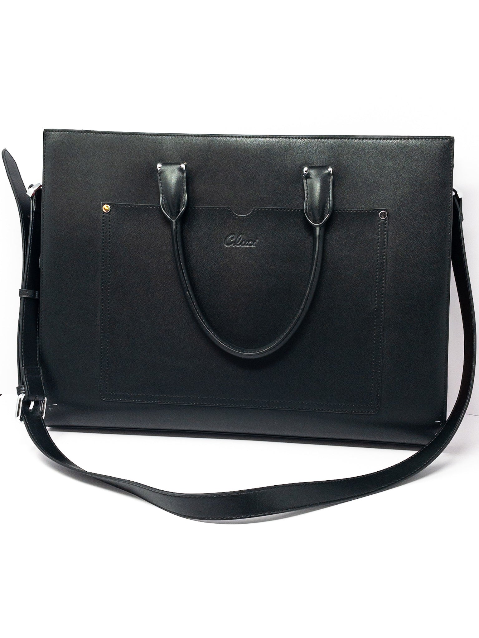 Cluci Black Zip Leather Tote