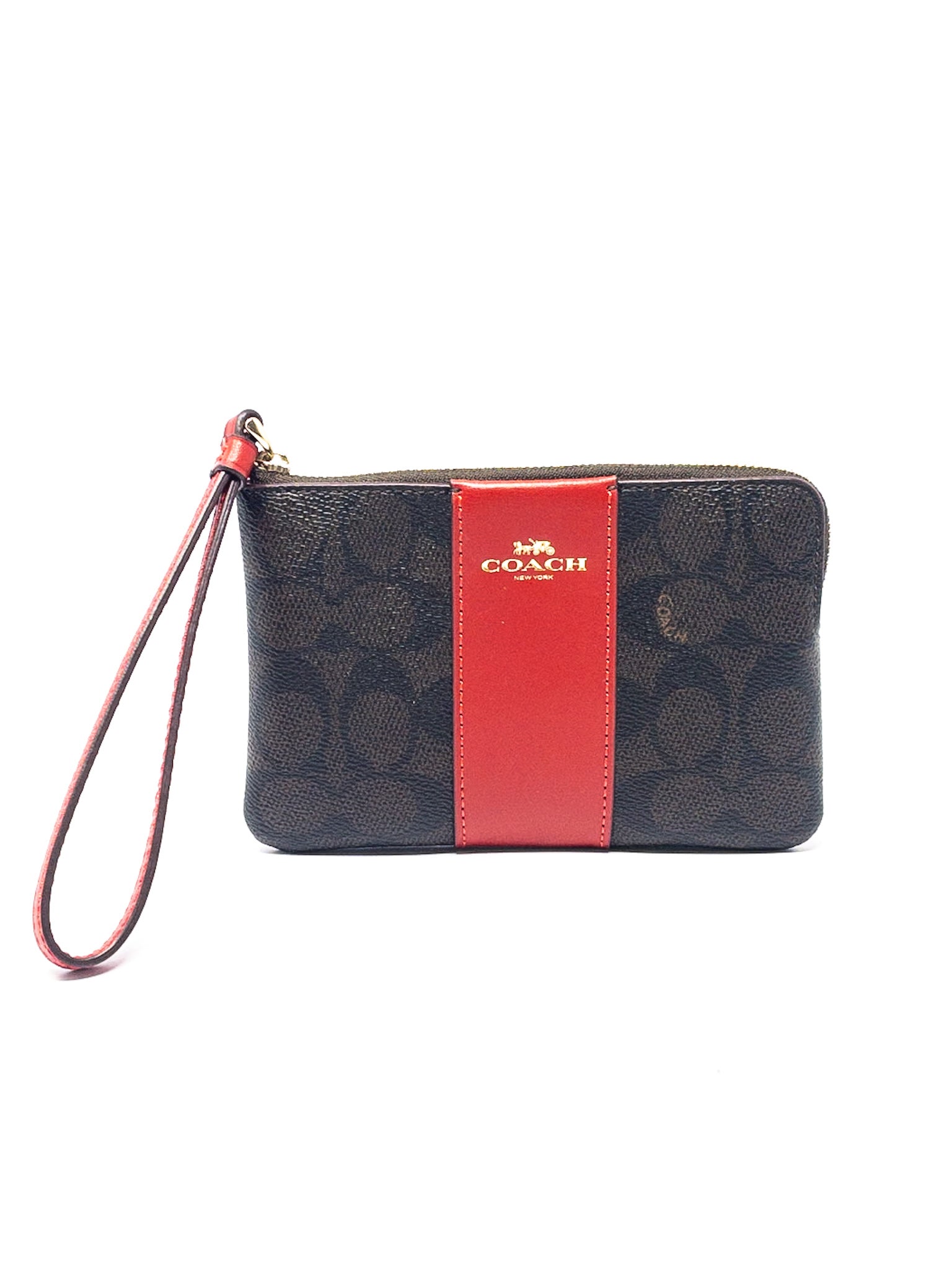 Coach Brown Red Logo Leather Wallet