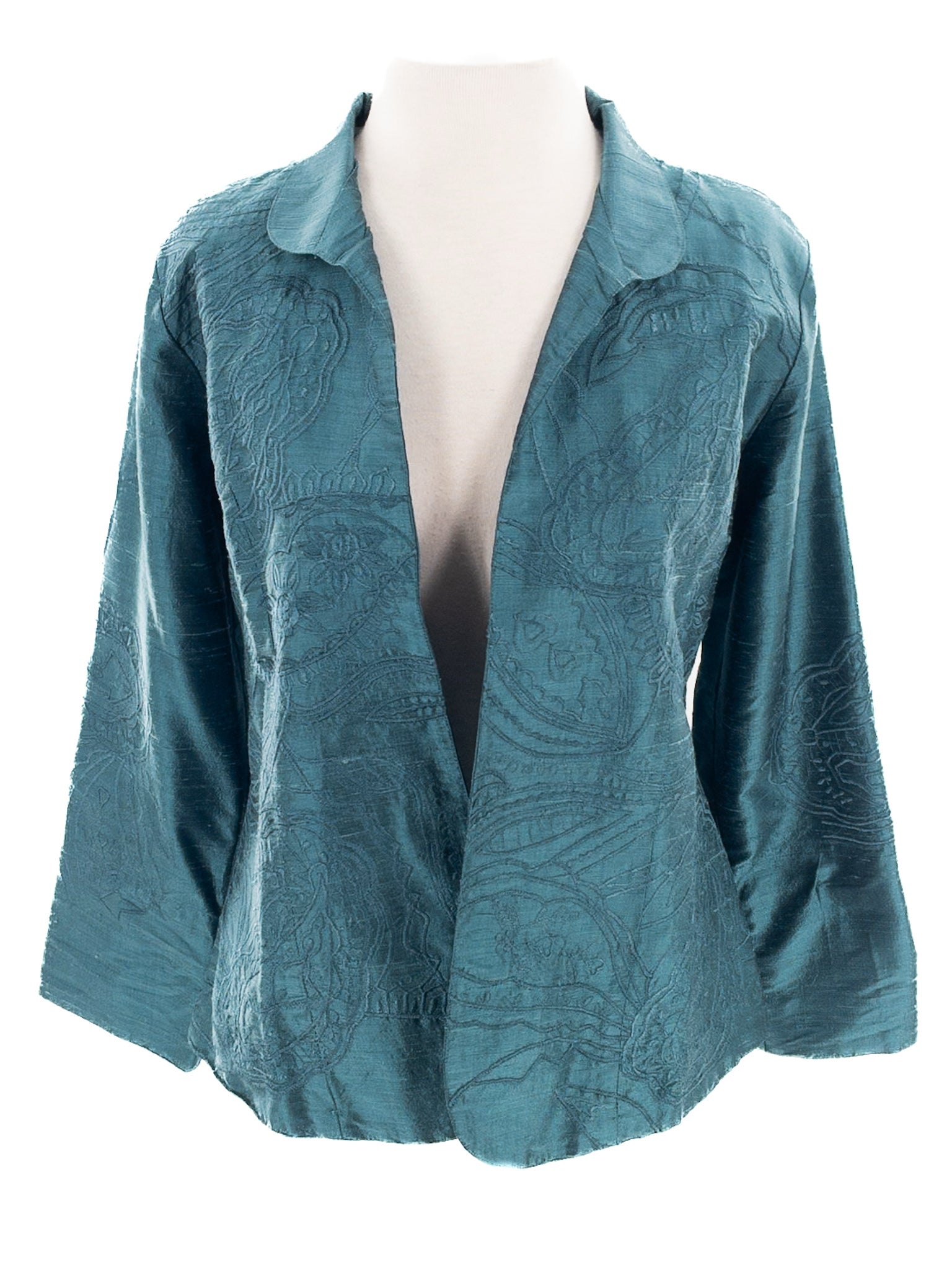 Anu Teal Embroidered Silk Size M Blazer
