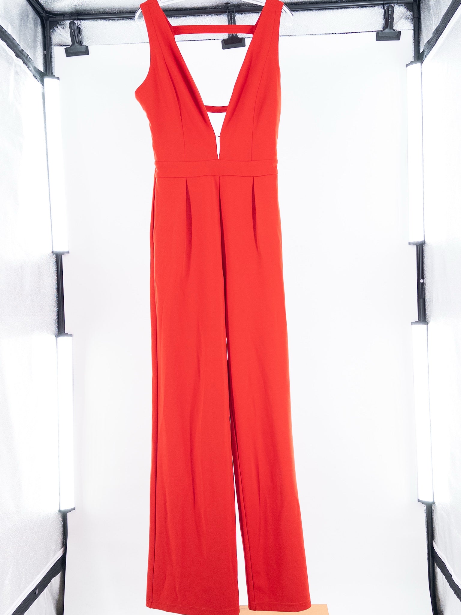 Red Polyester Blend Sleeveless Size L Jumpsuits