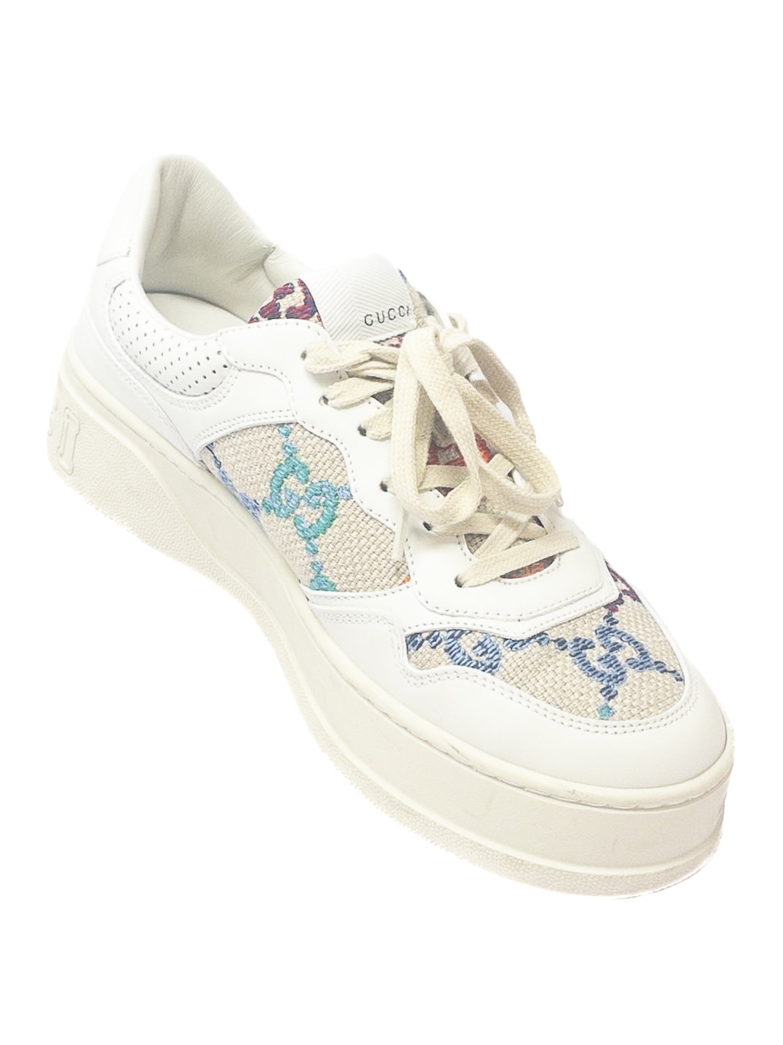 Gucci Ivory Multi Logo Canvas 9.5 Sneakers