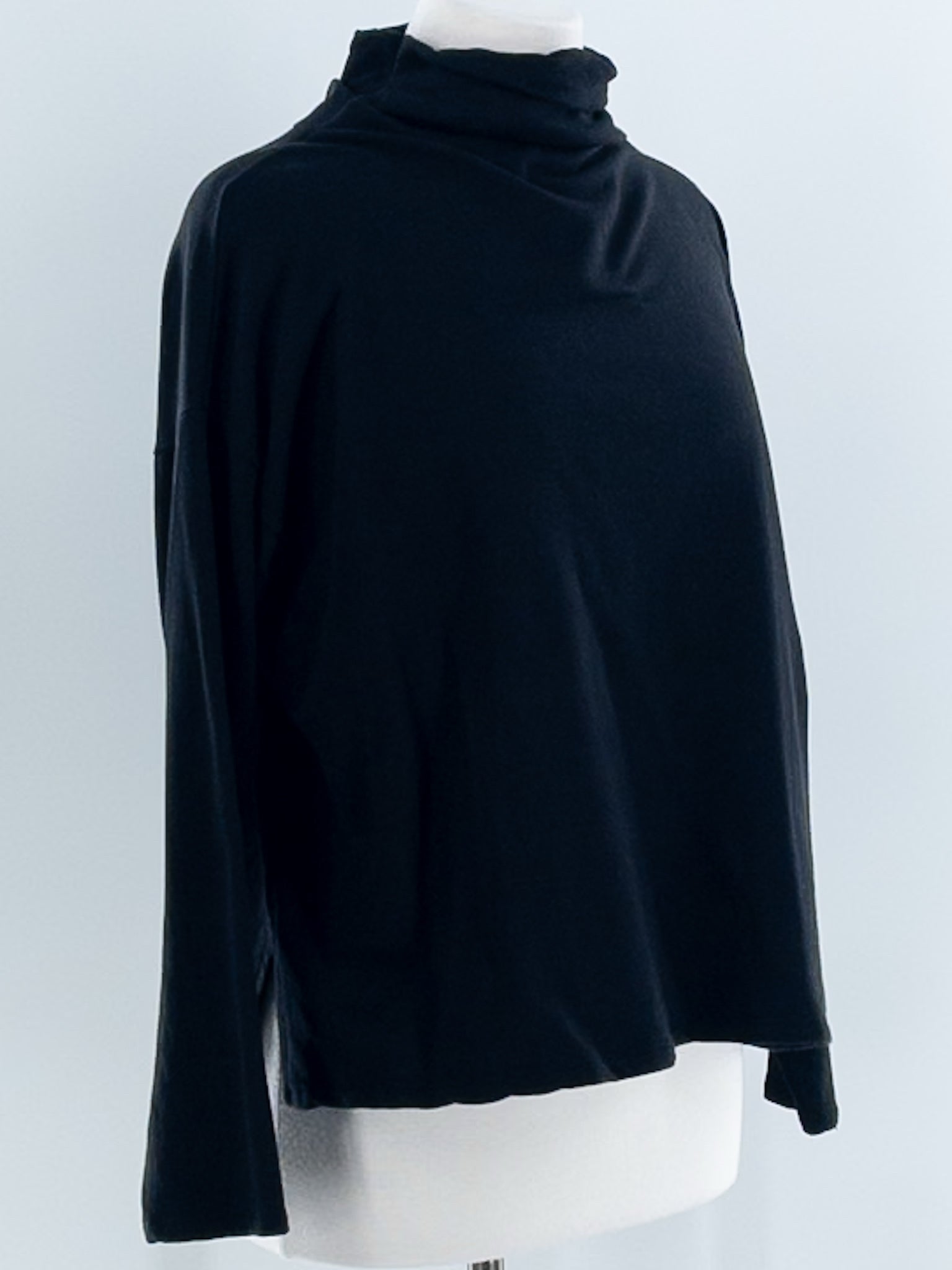 Eileen Fisher Black Mock Neck Tencel Blend Long Sleeve Size S T Shirt