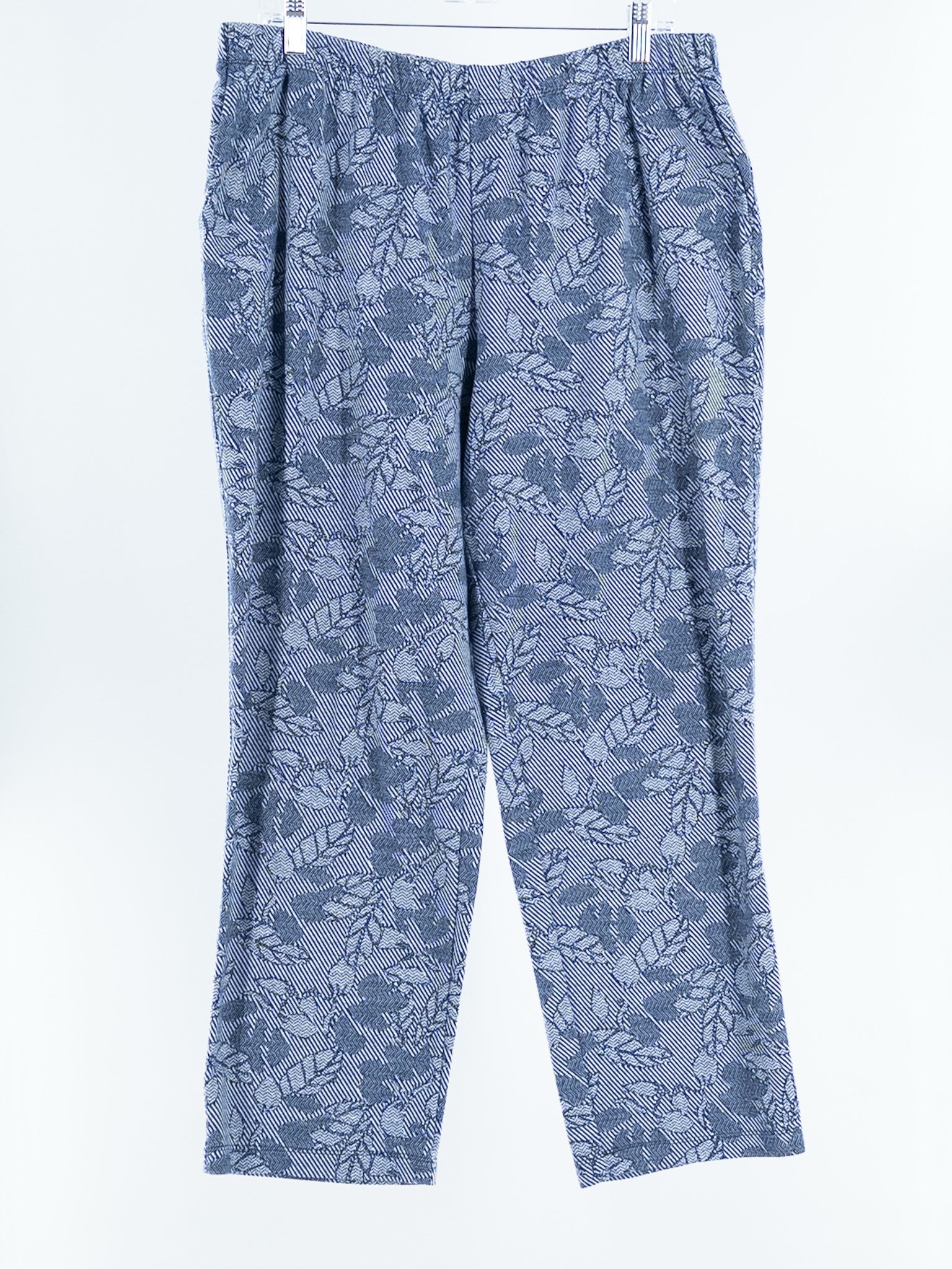 Lands End Gray Navy Print Cotton Blend Straight Size XL Pants