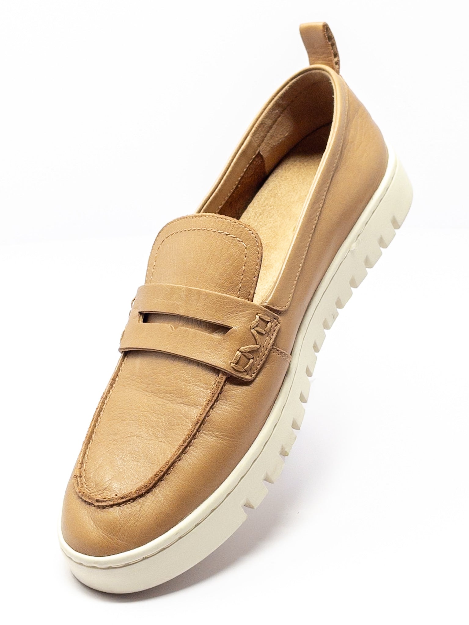 Vionic Tan Cream Platform Leather 9 Loafers