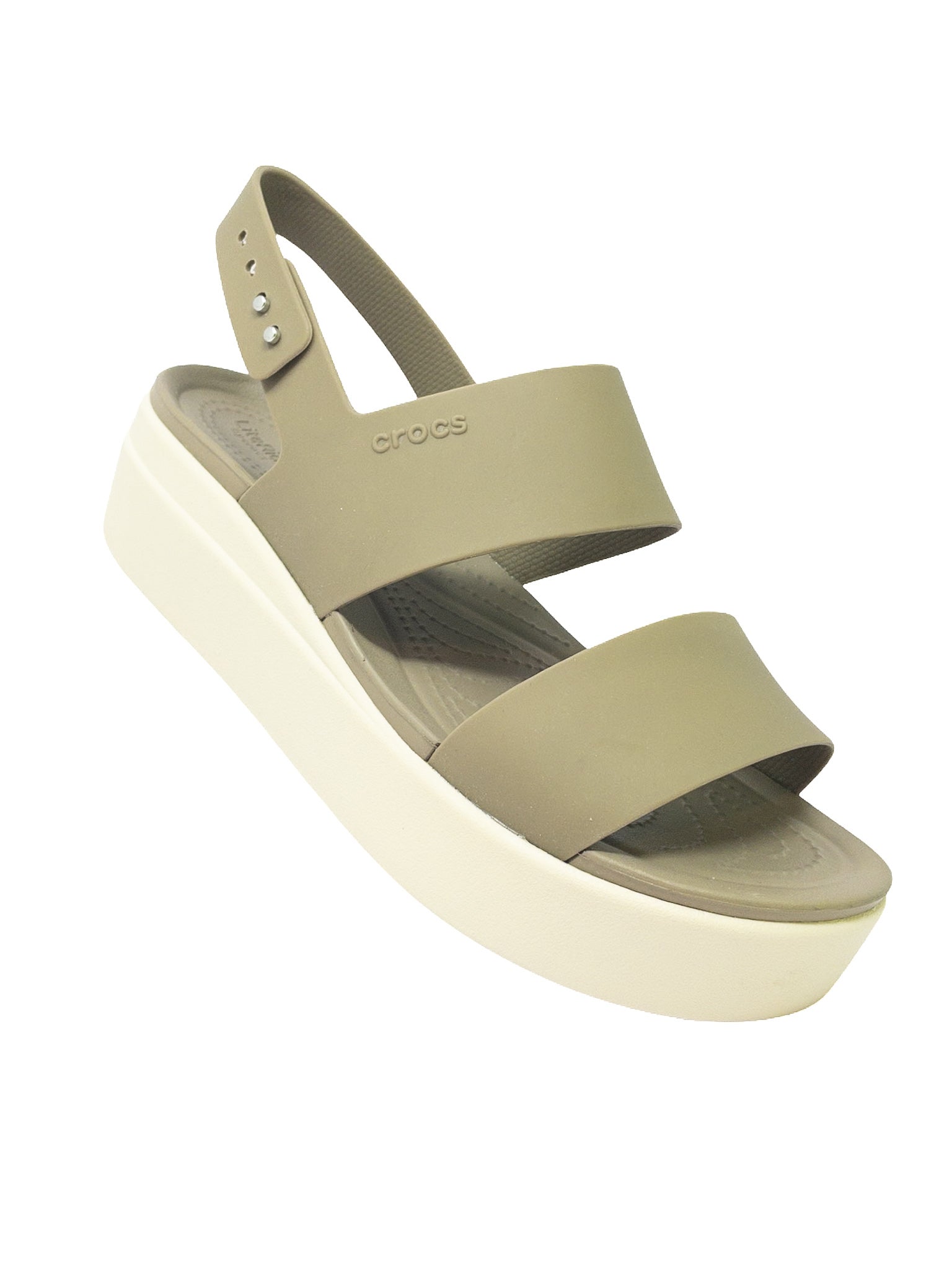 Crocs Tan Cream Platform Rubber 10 Sandals