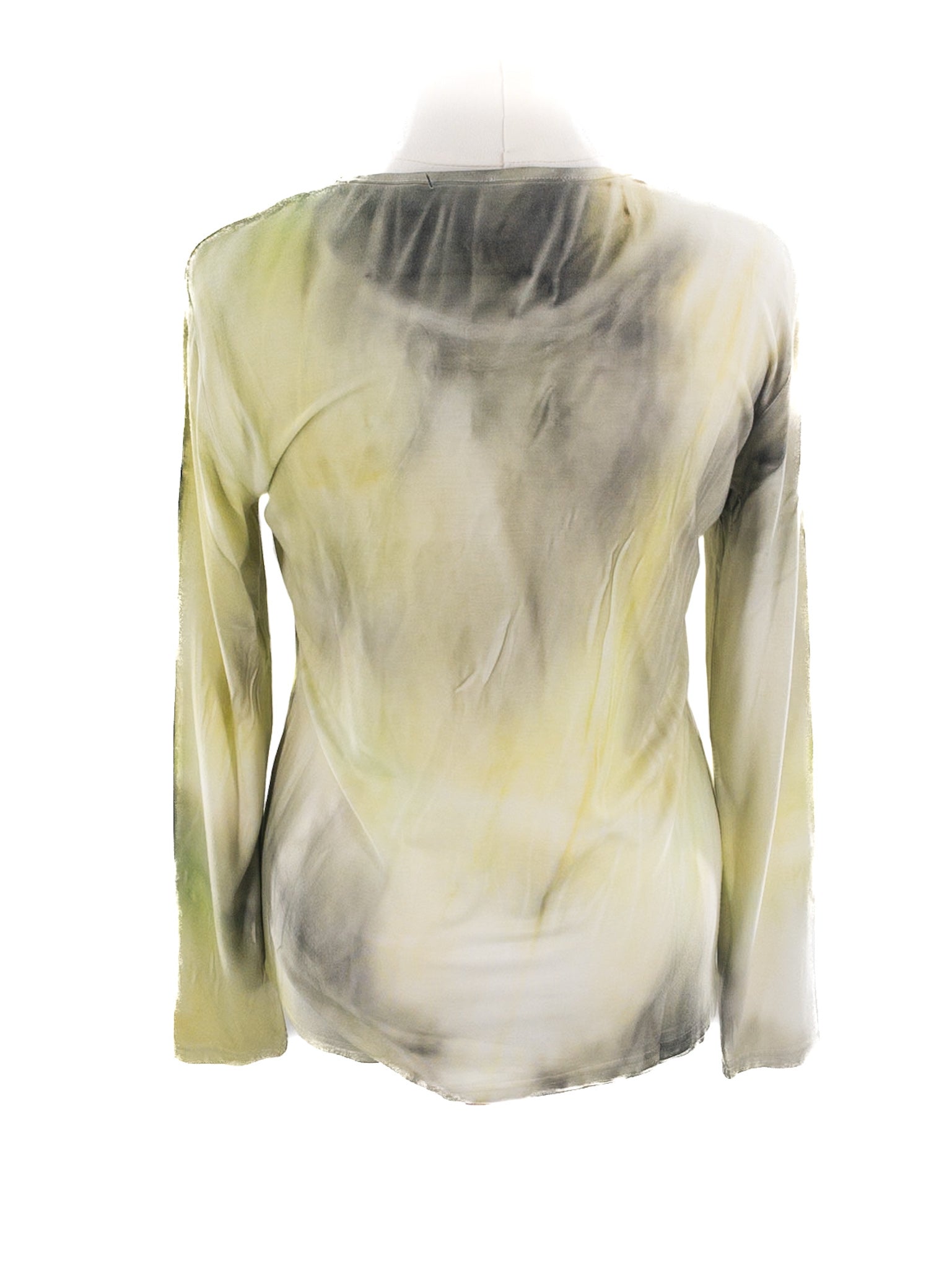 Mela Rosa Green White Scoop Neck Cotton Blend Long Sleeve Size L T Shirt
